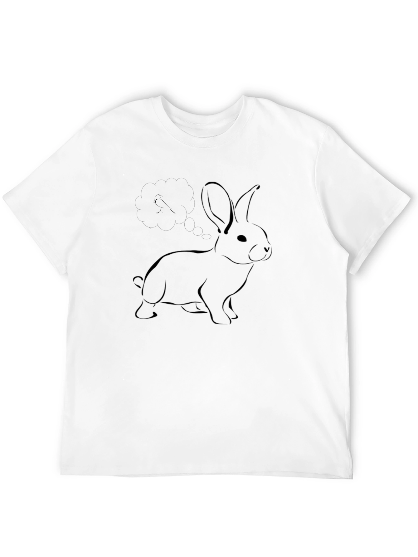 Black Minimalist Bunny Graphic Tee - Black Cotton view 12