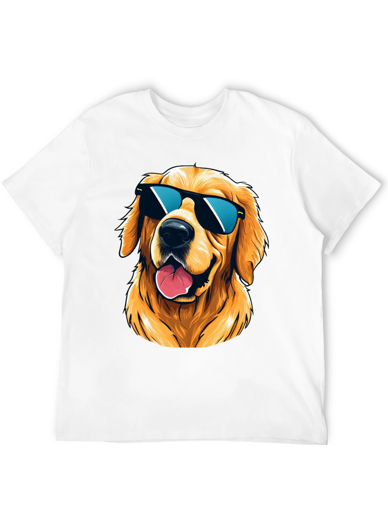 Black Cool Golden Retriever Sunglasses T-Shirt view 12