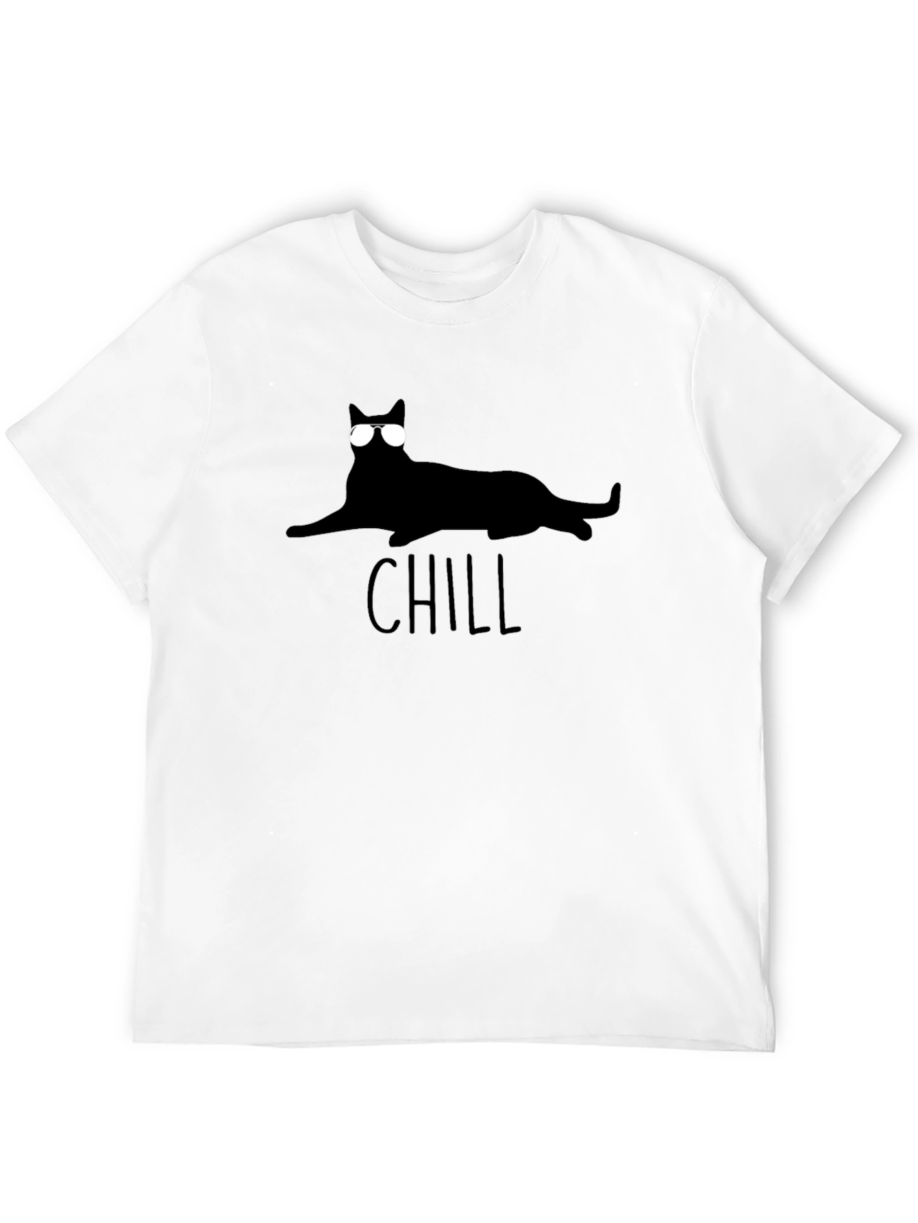 Black Chill Cat Tee - Cool Cat in Shades Black T-Shirt view 12