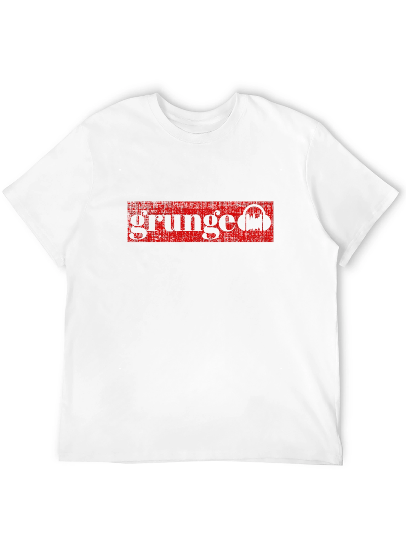 Black Grunge Music T-Shirt - Distressed Red Design on Black view 12