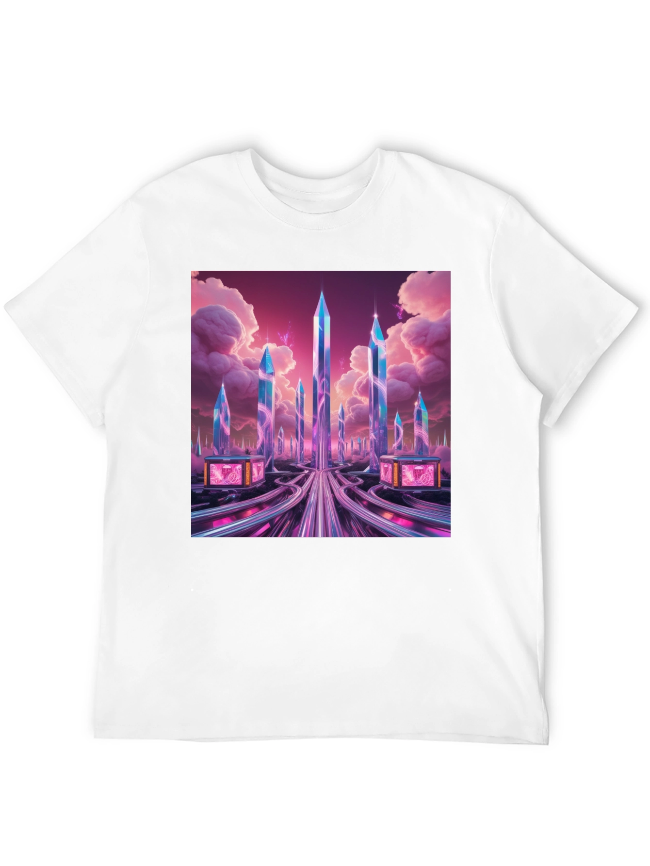 Black Futuristic Cityscape Graphic Tee view 12