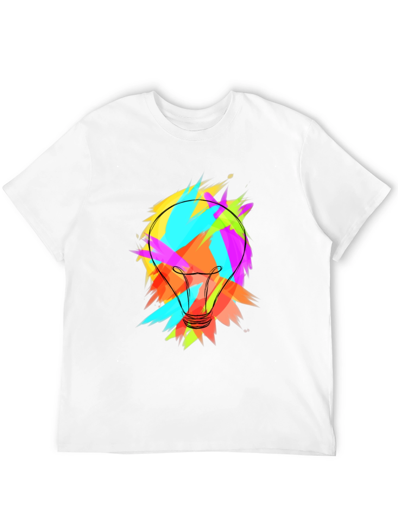 Black Colorful Lightbulb Graphic Tee - Soft Cotton Blend view 12