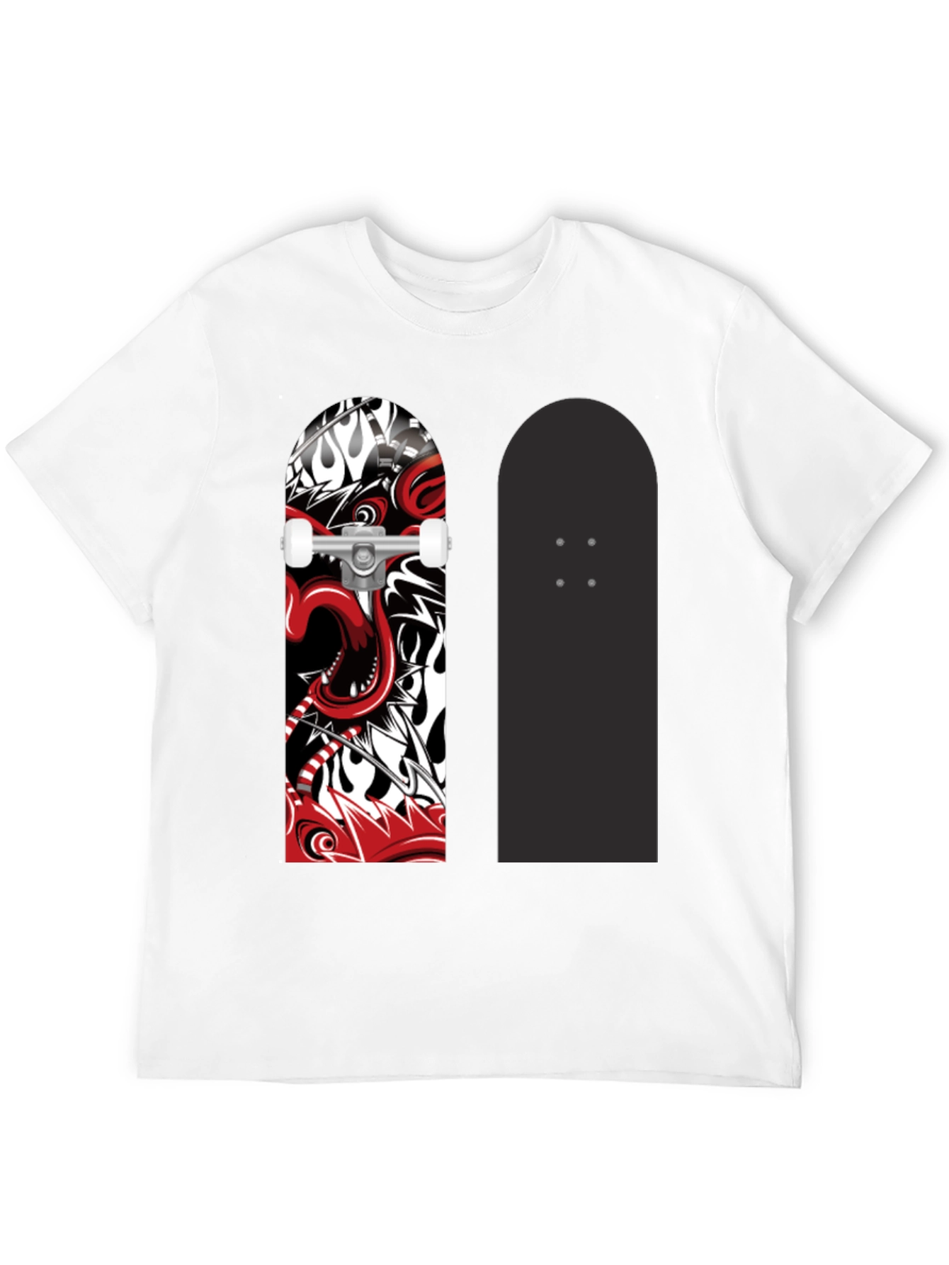 Black Skateboard Graphic Print Black T-Shirt view 12