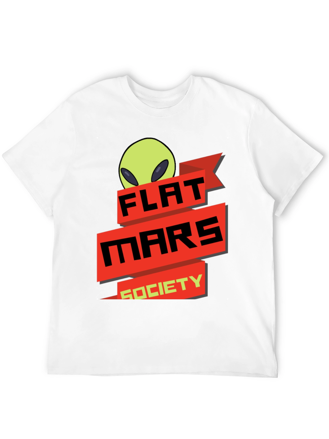 Black Flat Mars Society T-Shirt - Alien Graphic Tee view 12