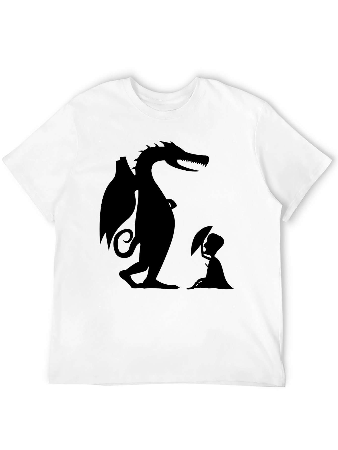 Black Dragon and Boy Graphic Tee - Black Cotton Blend view 12