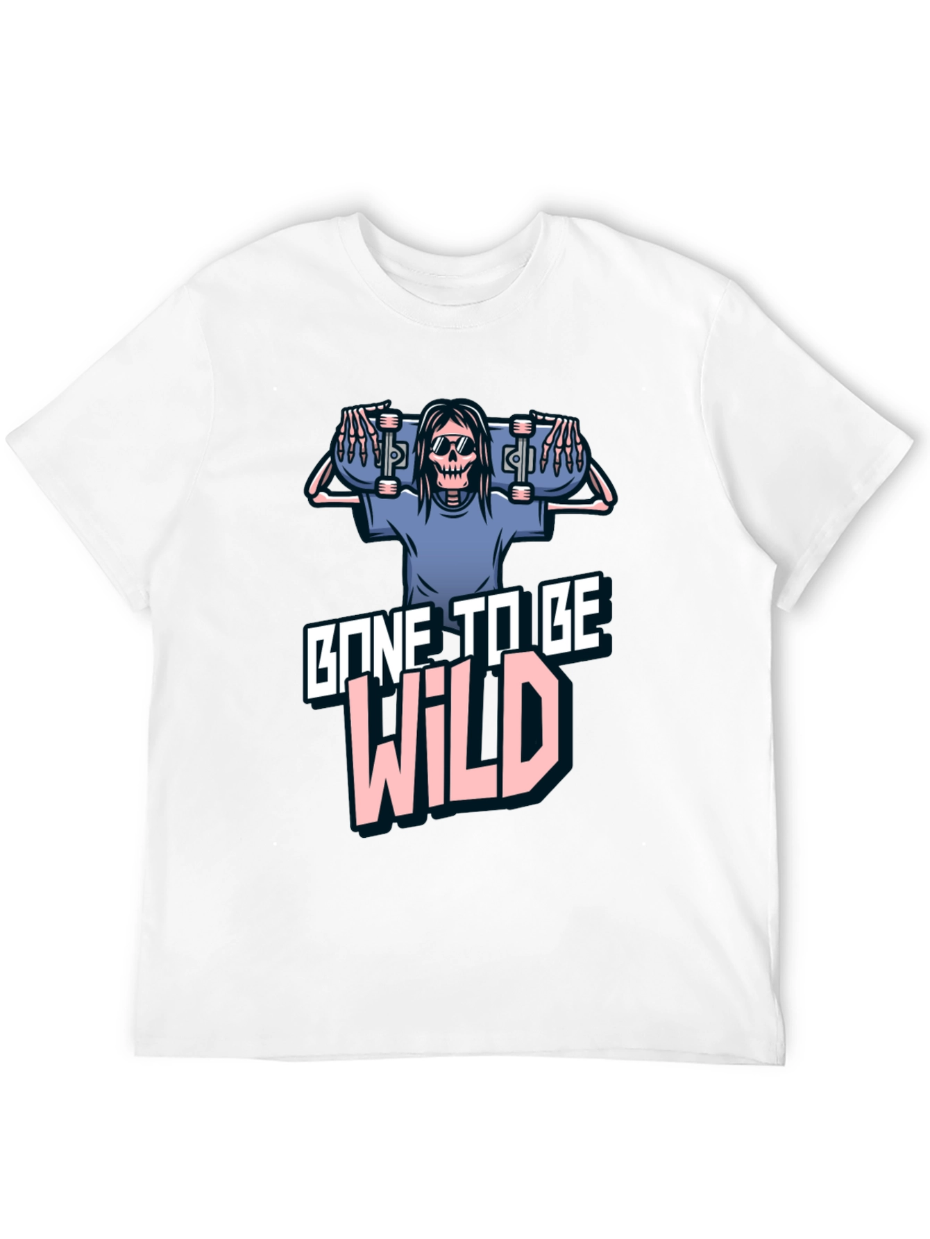 Black Gone To Be Wild Skeleton Skateboard Graphic Tee view 12
