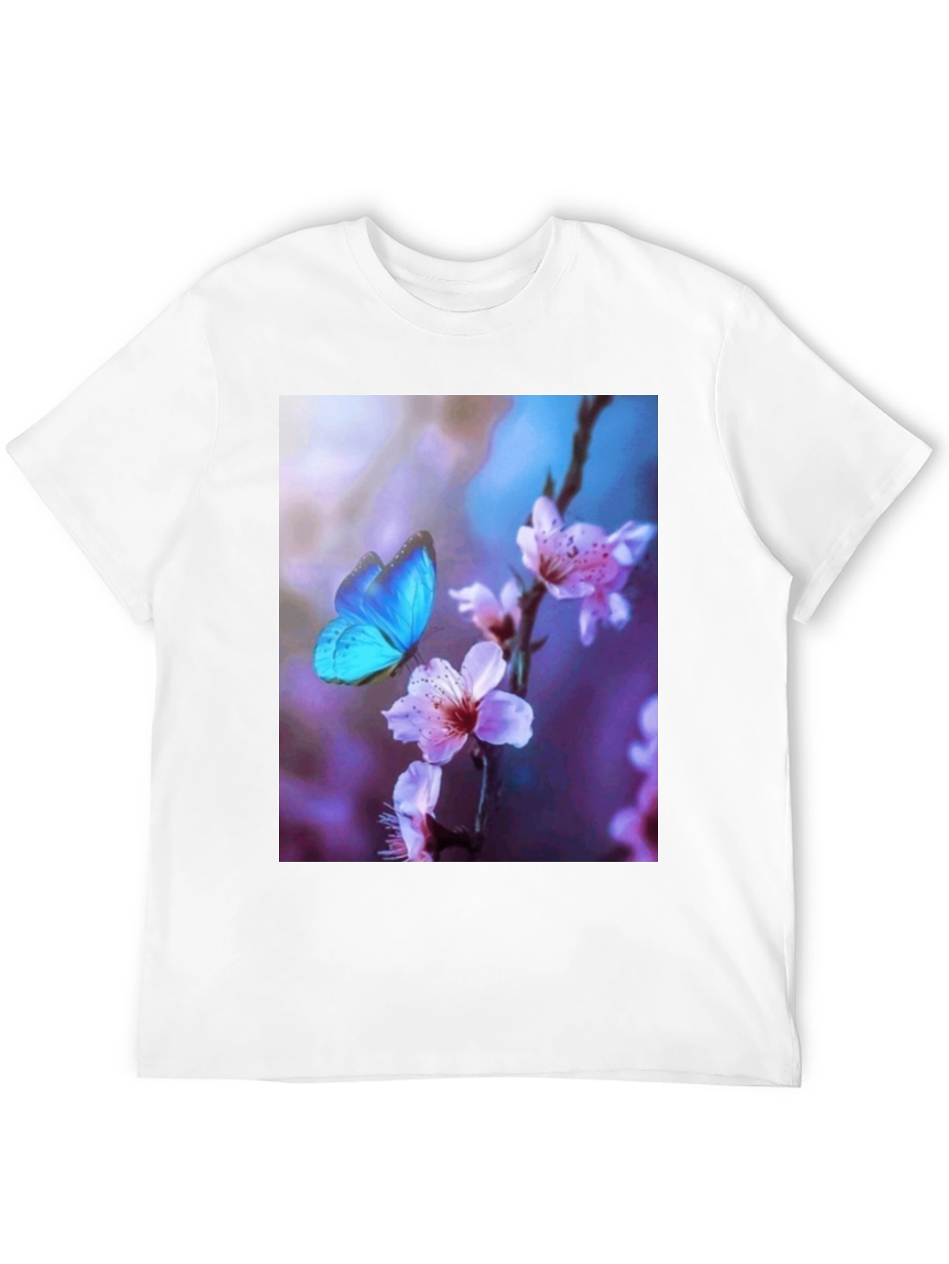 Black Butterfly Floral Print Black T-Shirt view 12