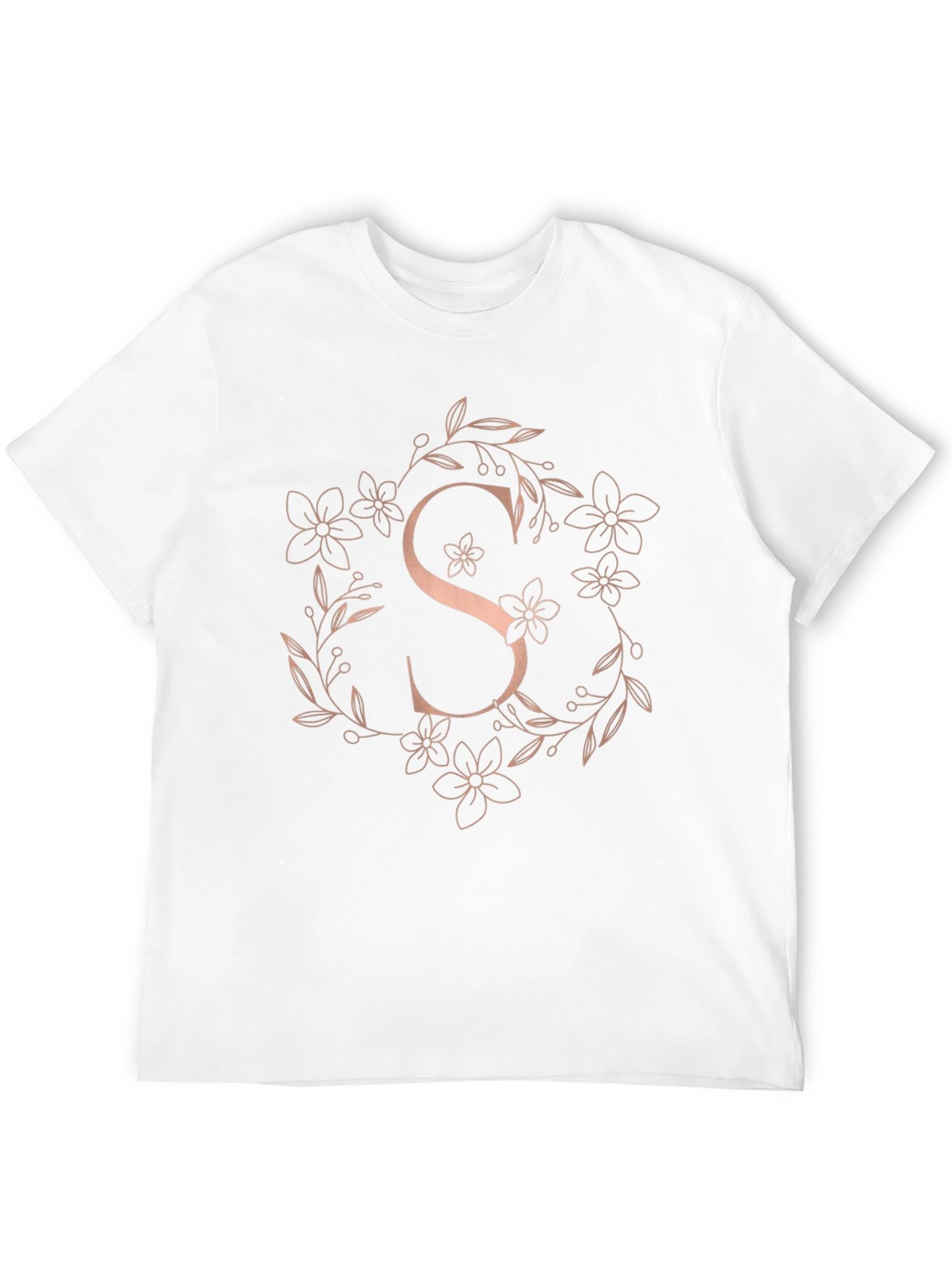 Black Floral Letter S Graphic Tee - Trendy Casual Style view 12