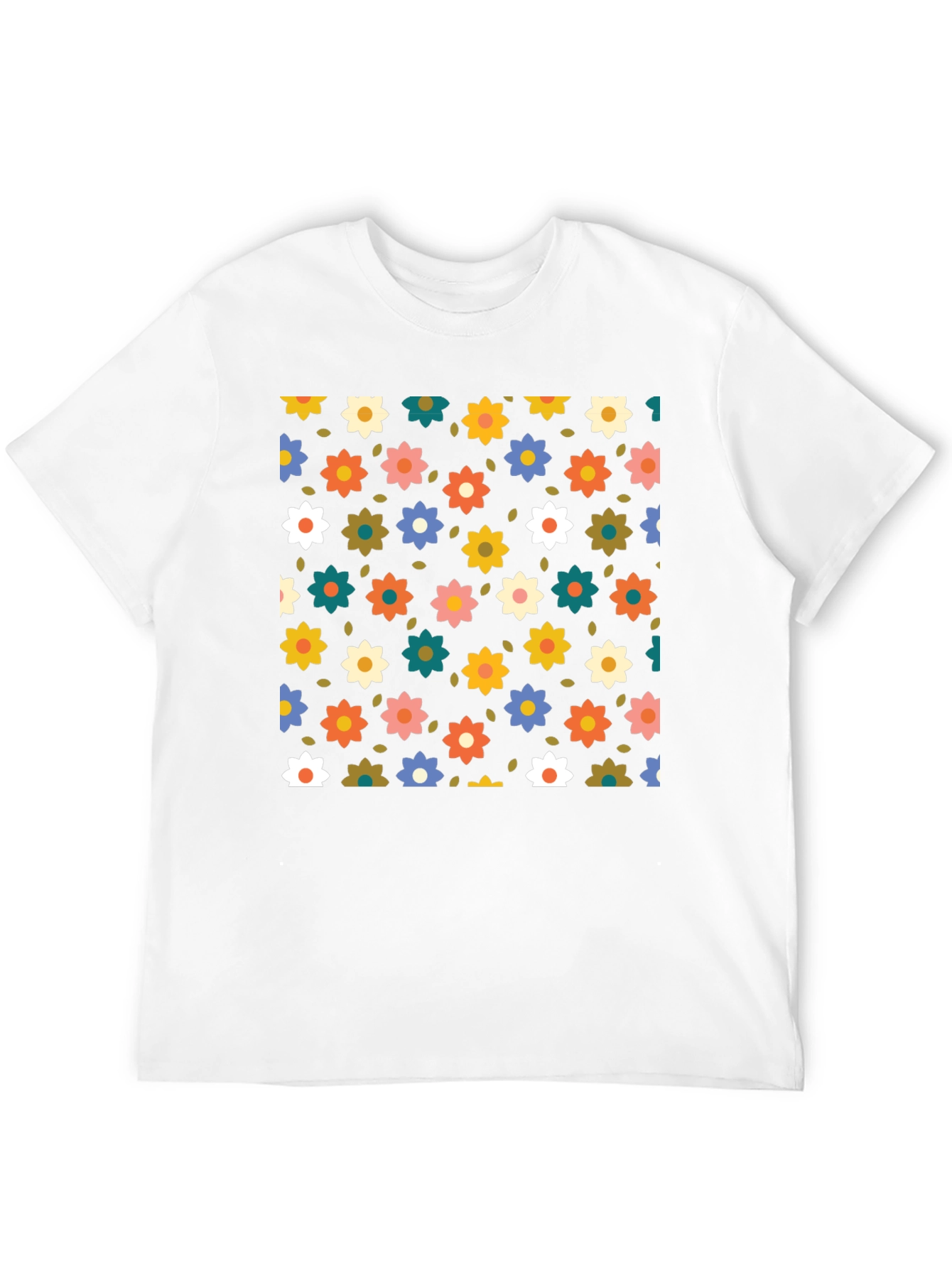 Black Floral Pattern Black T-Shirt view 12