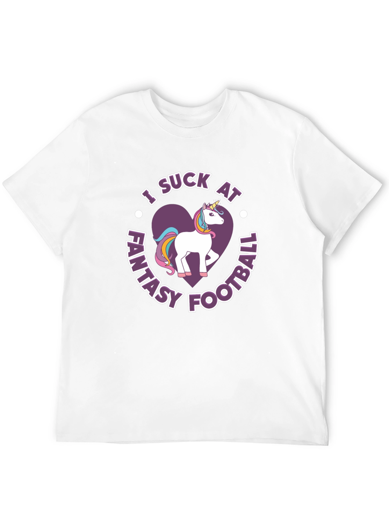 Black Funny "I Suck at Fantasy Football" Unicorn T-Shirt view 12