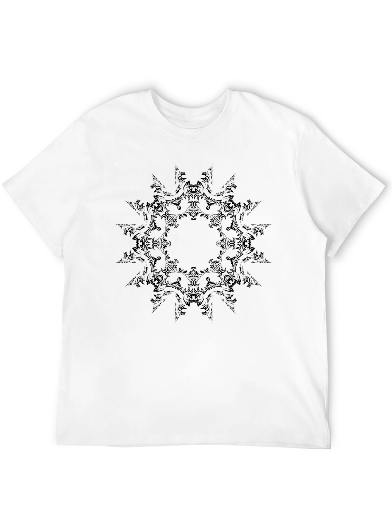 Black Black Mandala Print Men's T-Shirt view 12