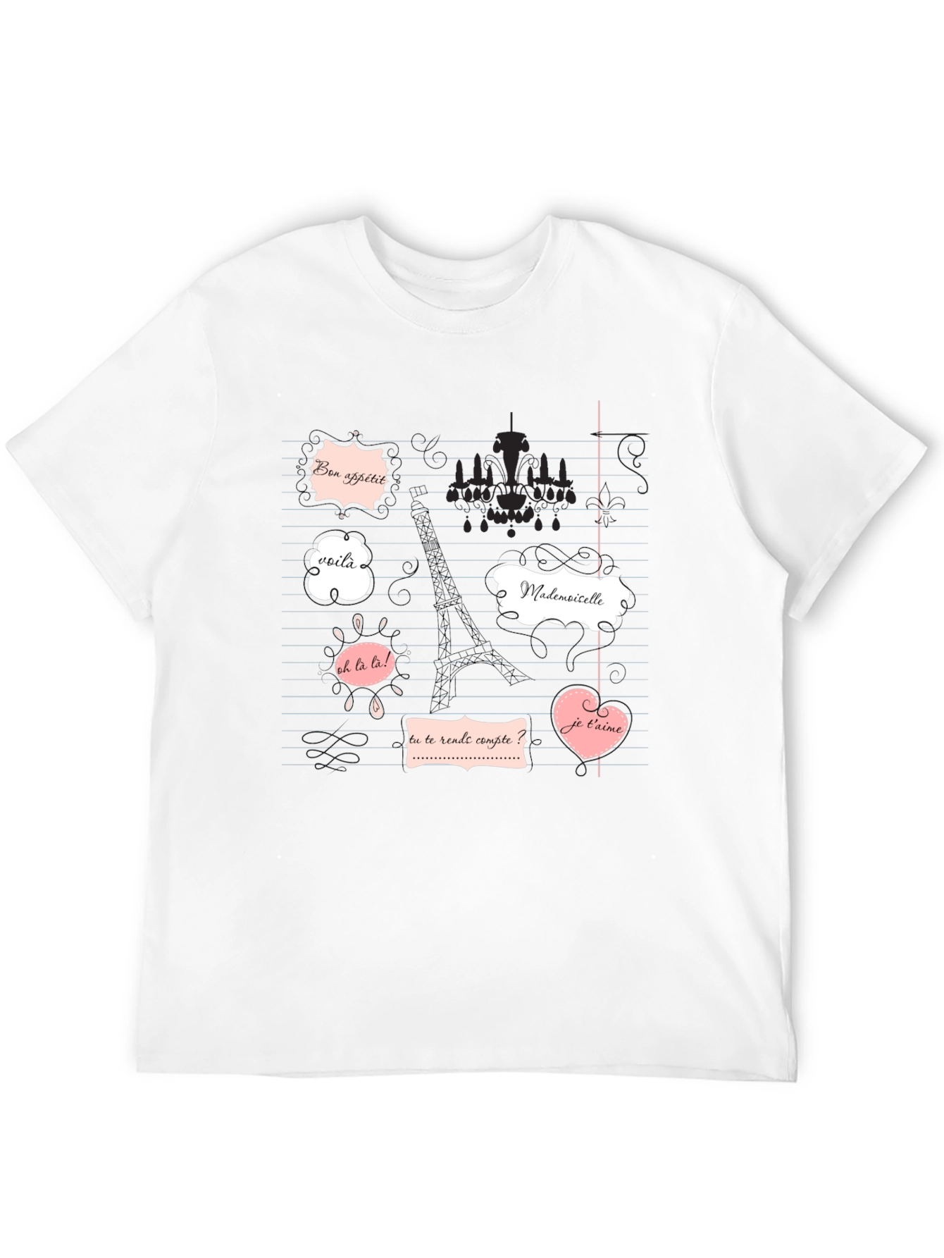 Black Parisian Phrases Graphic Tee view 12