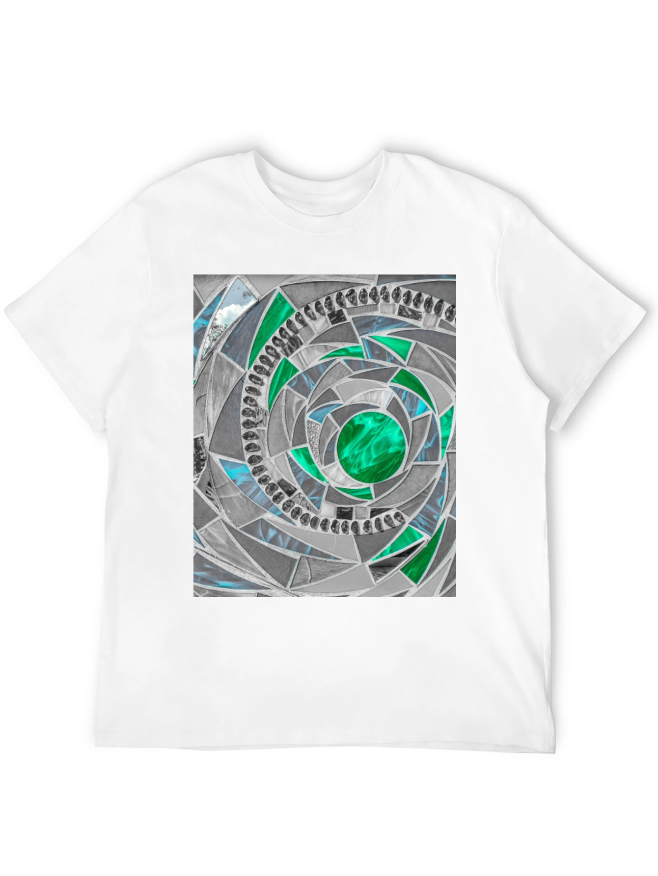 Black Geometric Mosaic T-Shirt - Abstract Art Tee view 12