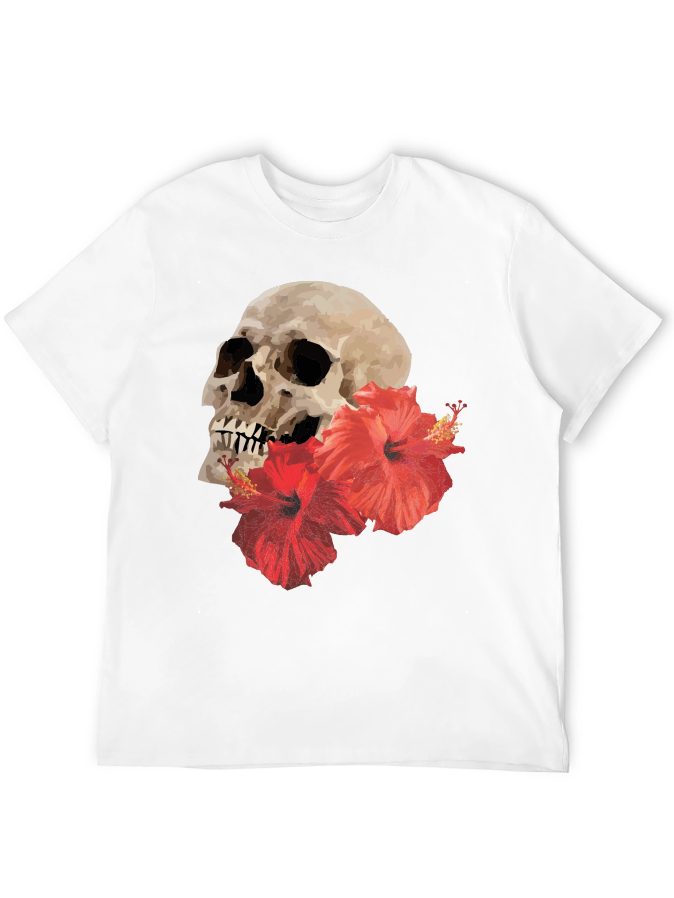 Black Skull & Hibiscus Graphic Tee - Bold Style view 12