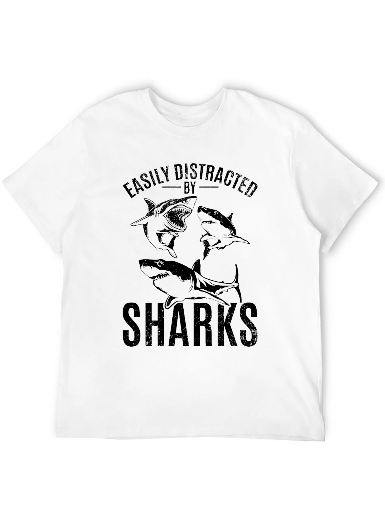 Black Easily Distracted by Sharks Graphic T-Shirt view 12