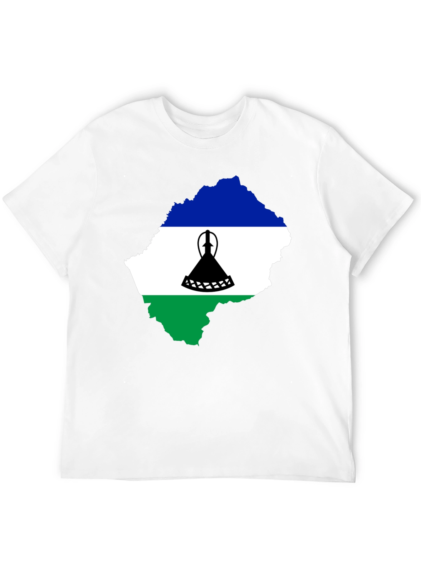 Lesotho Flag Map T-Shirt - Black - 12