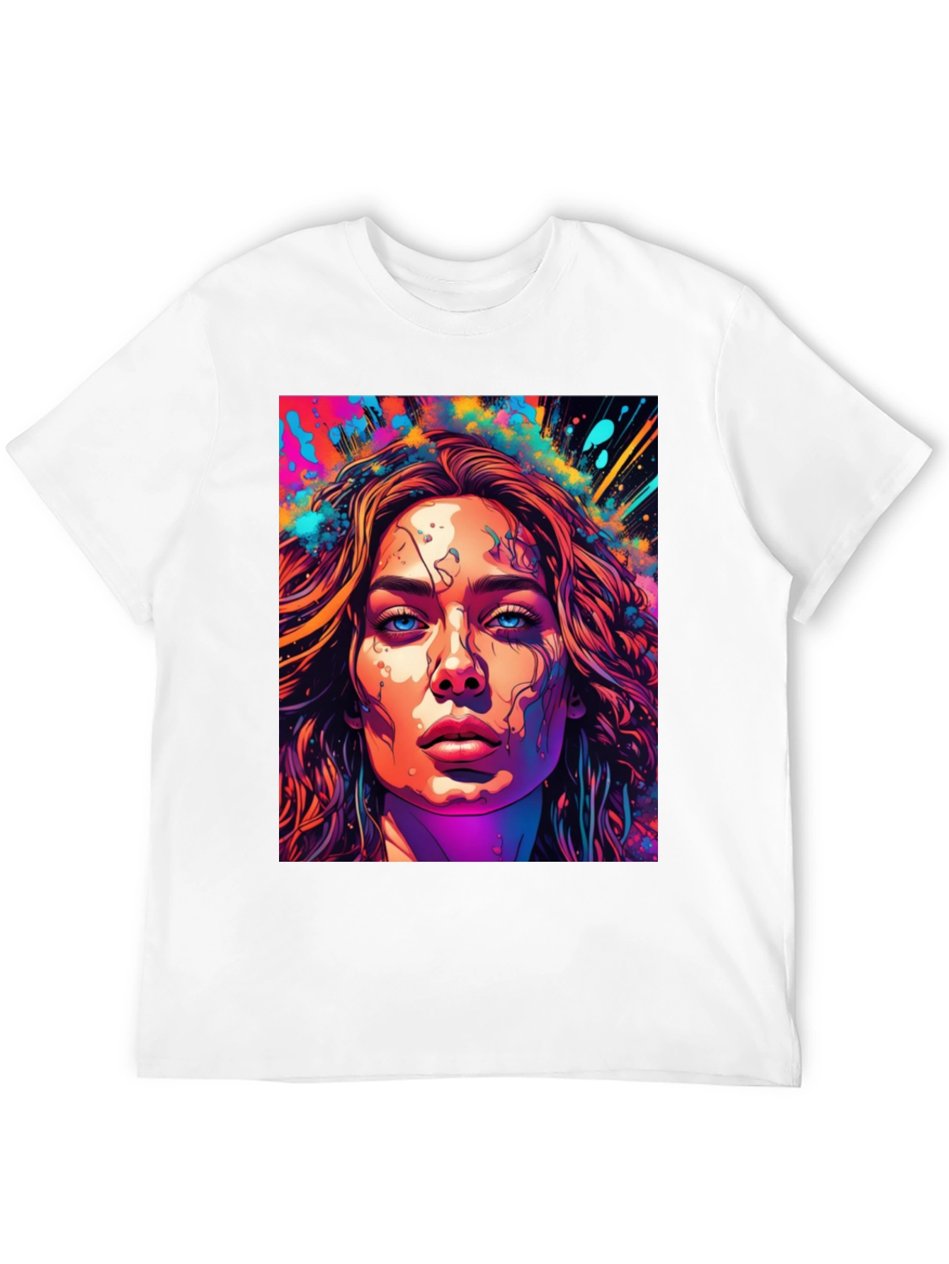 Black Artistic Women's Face Graphic T-Shirt view 12
