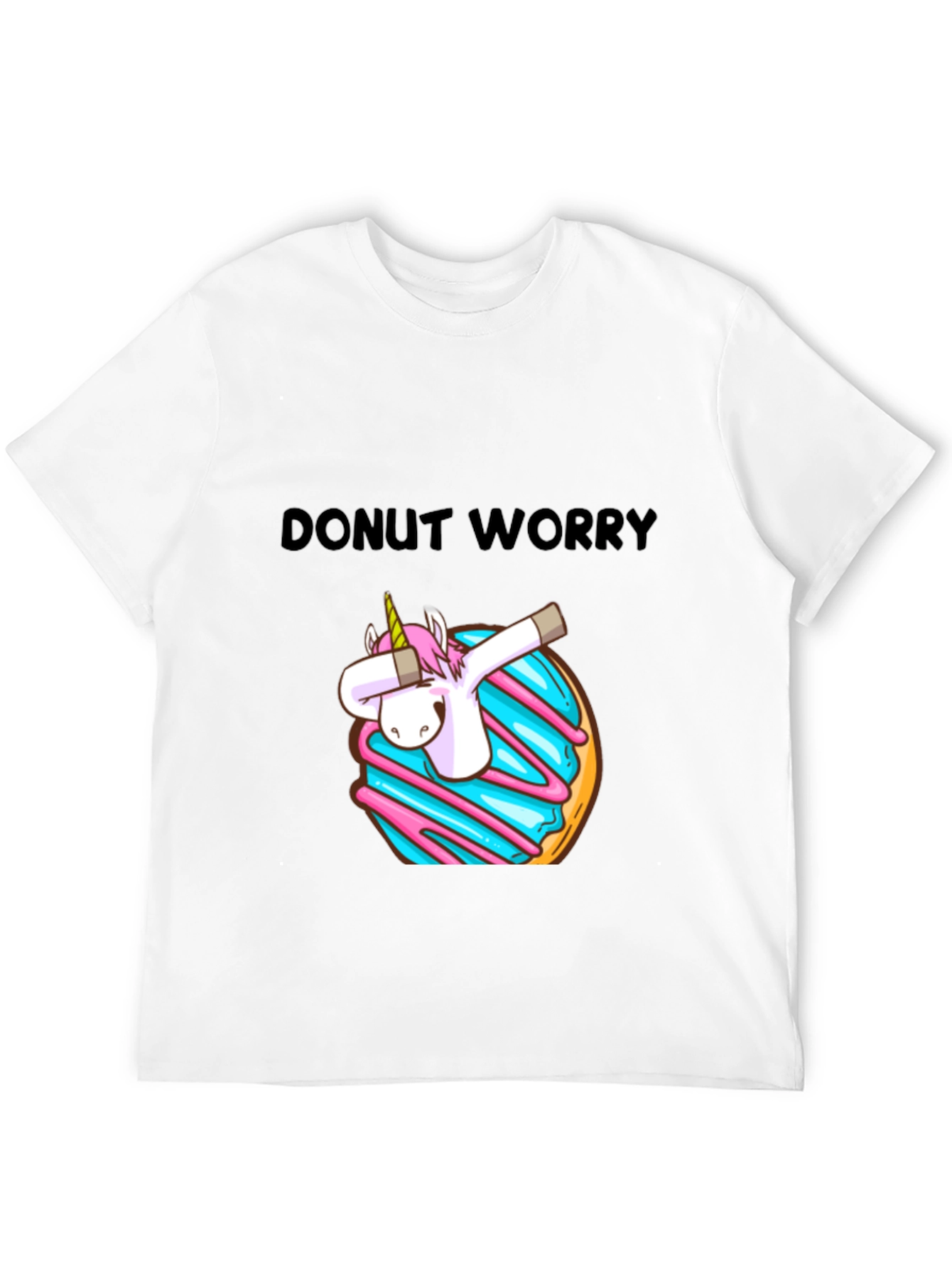 Black Donut Worry Unicorn Dab Graphic T-Shirt view 12