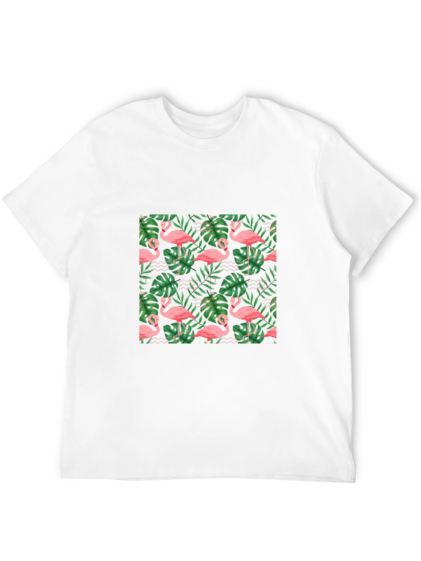 Black Tropical Flamingo Print Black T-Shirt view 12