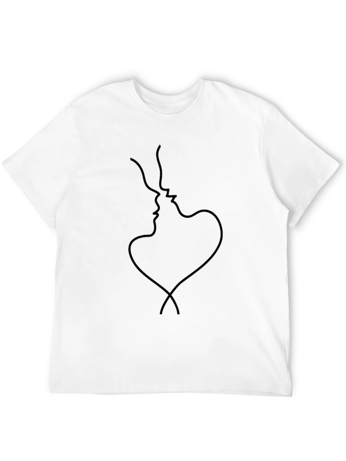 Black Minimalist Kissing Lovers Graphic Tee view 12