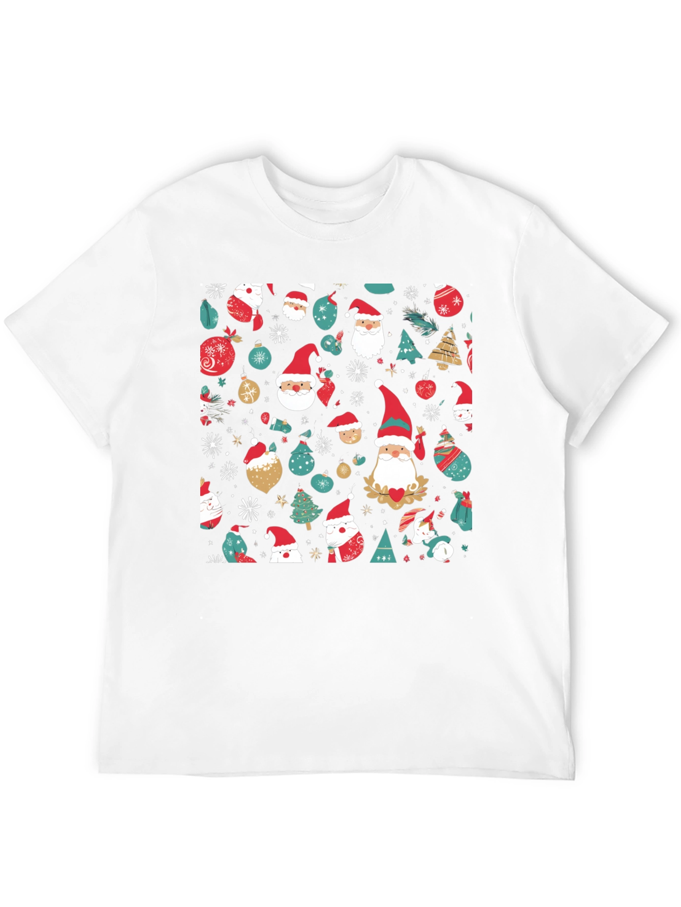 Black Festive Christmas Pattern T-Shirt view 12
