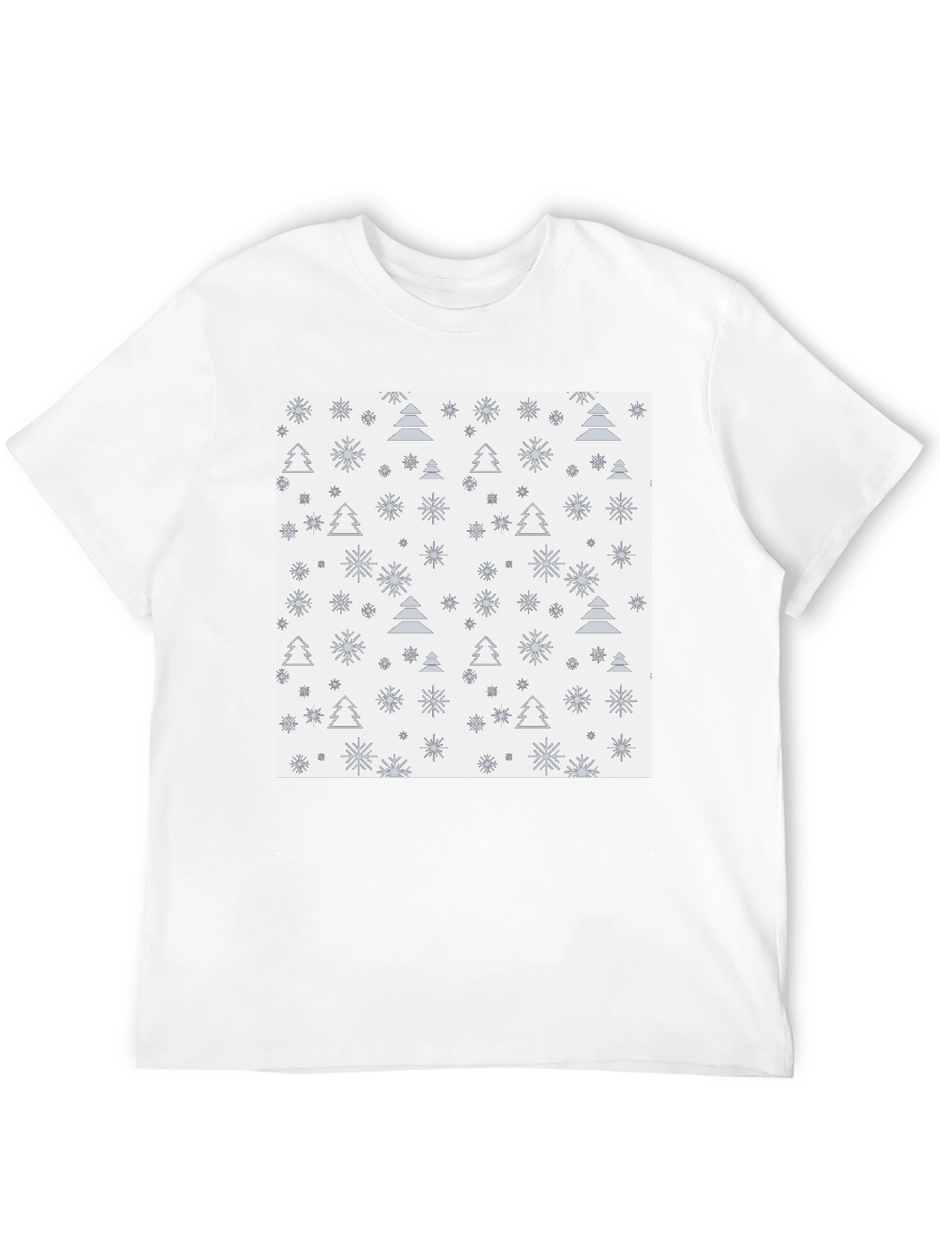 Black Festive Trees & Snowflakes Black T-Shirt view 12