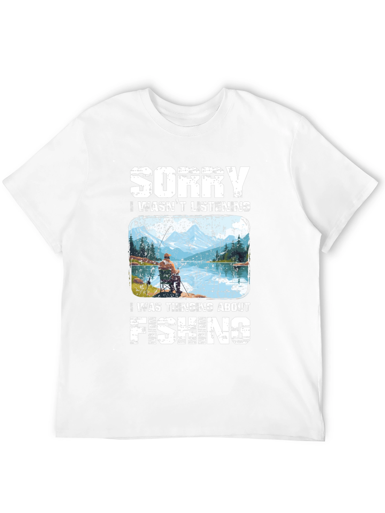 Black Sorry I Wasn't Listening Fishing T-Shirt view 12