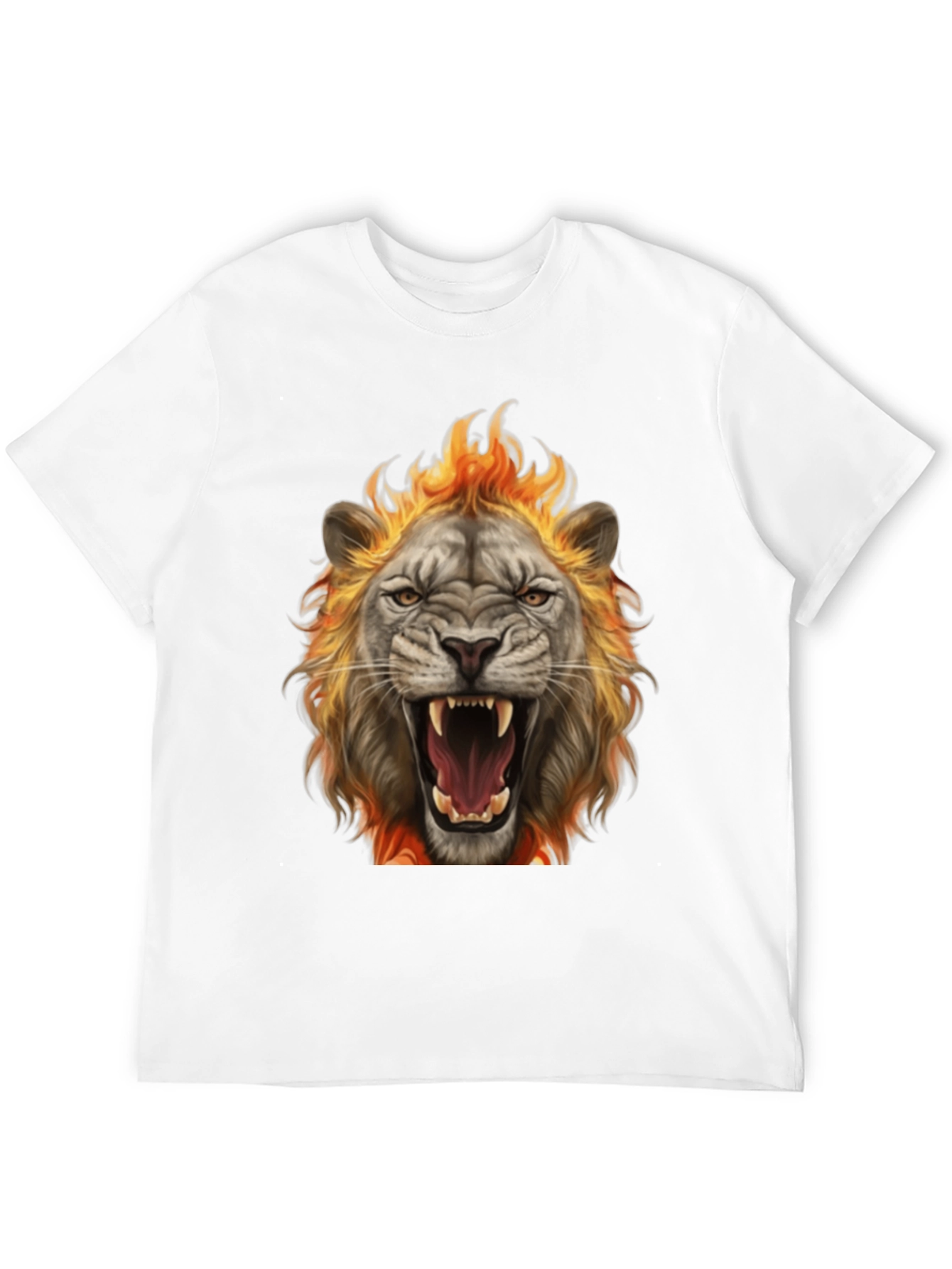 Black Fiery Lion Graphic Tee - Bold Animal Print T-Shirt view 12