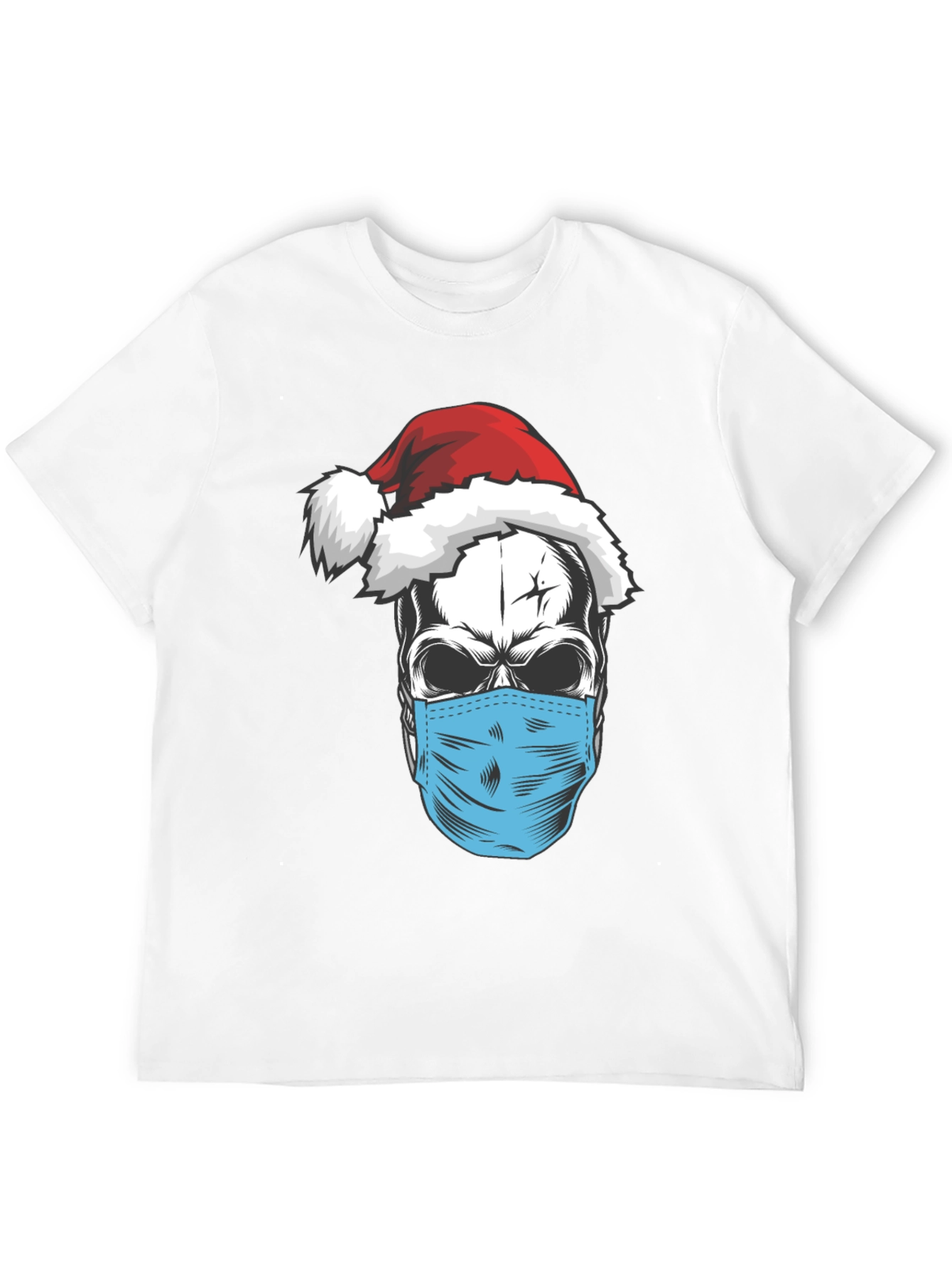 Black Skull Santa Mask T-Shirt - Holiday Humor view 12