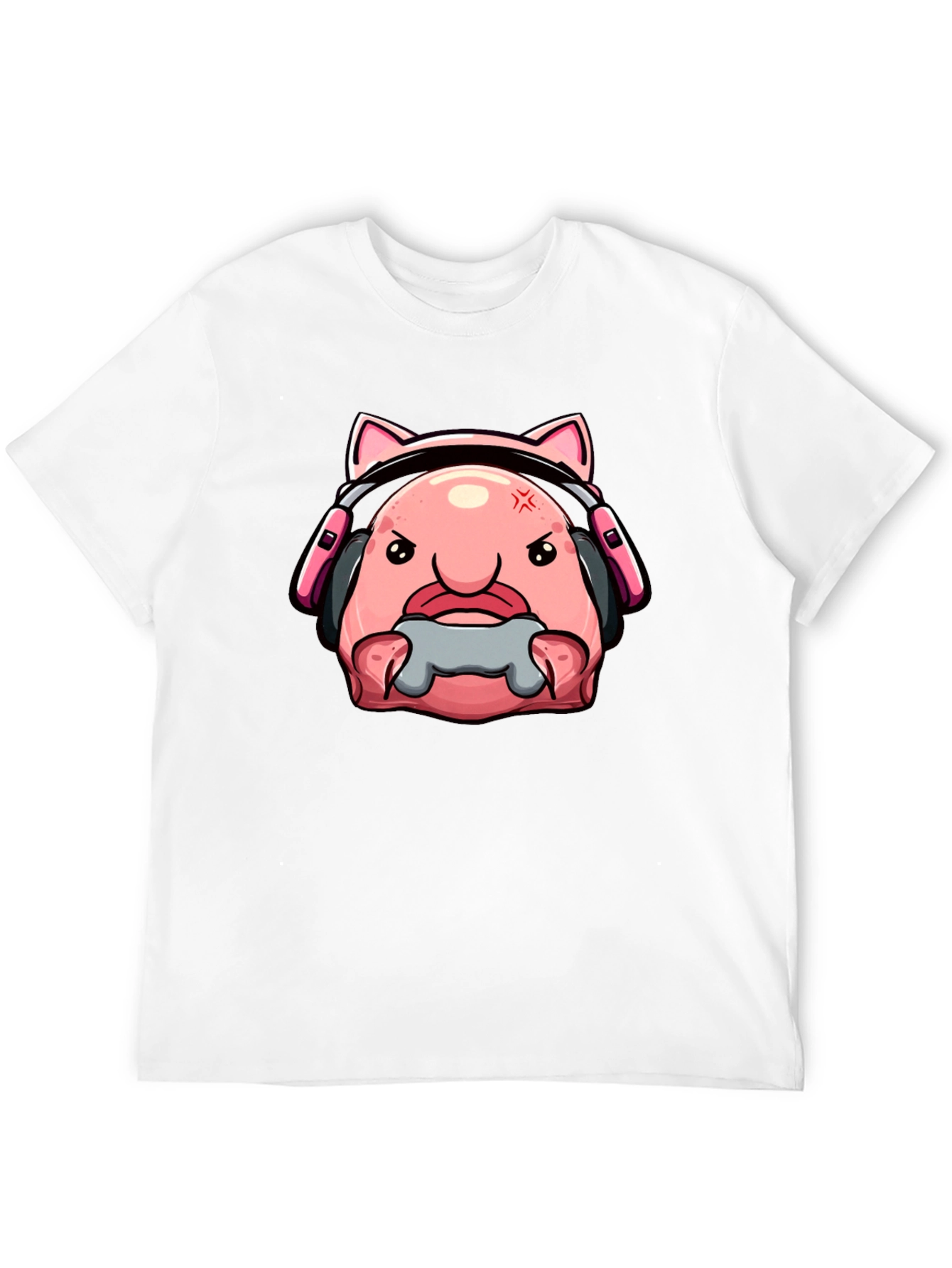 Black Gamer Blobfish T-Shirt - Angry Gaming Bloby view 12
