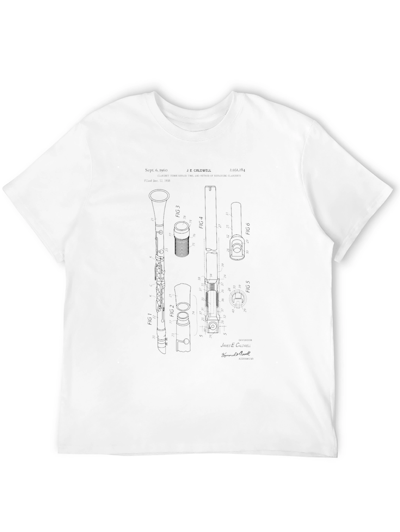 Black Clarinet Patent Print Black T-Shirt view 12