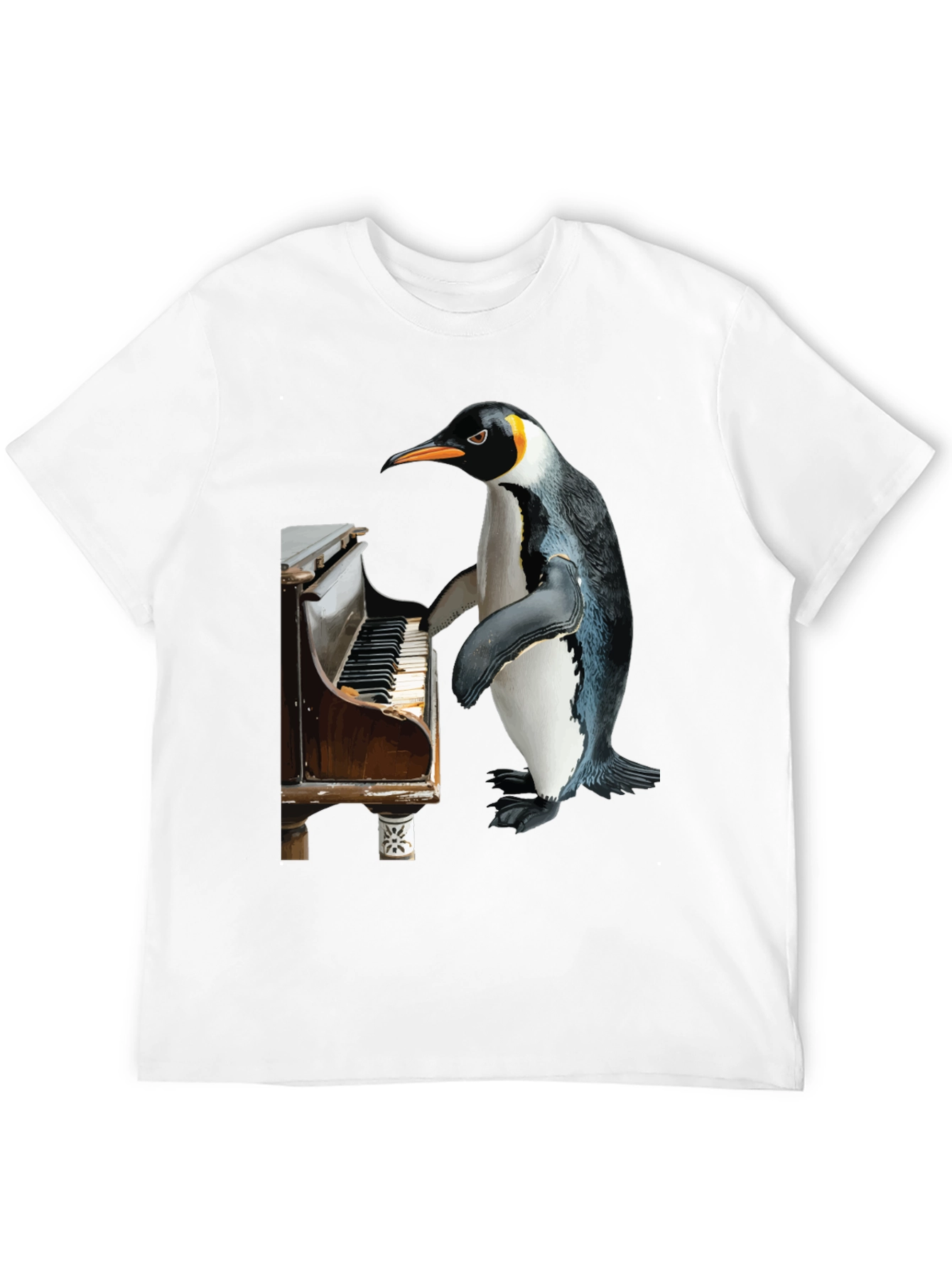 Black Piano Penguin Tee - Funny Music Lover T-Shirt view 12