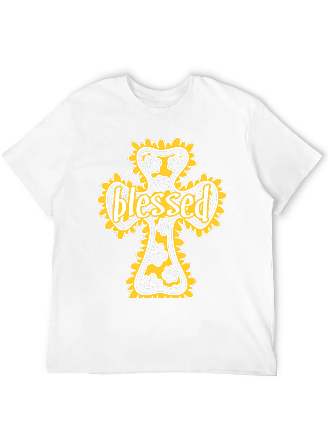 Black Blessed Paw Print Cross Graphic Tee view 12