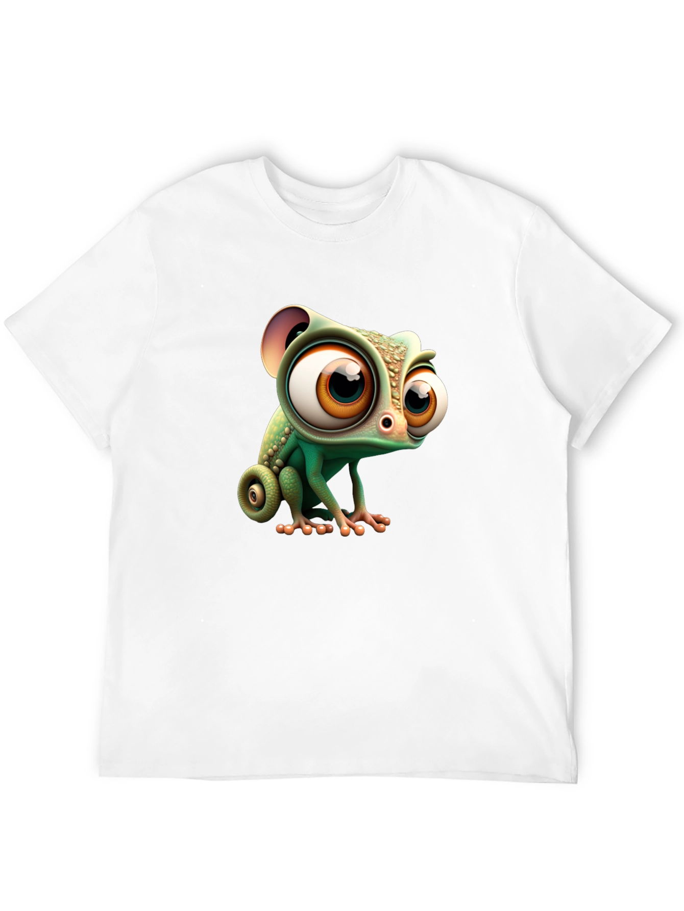 Black Cute Cartoon Chameleon Graphic Tee - Black view 12