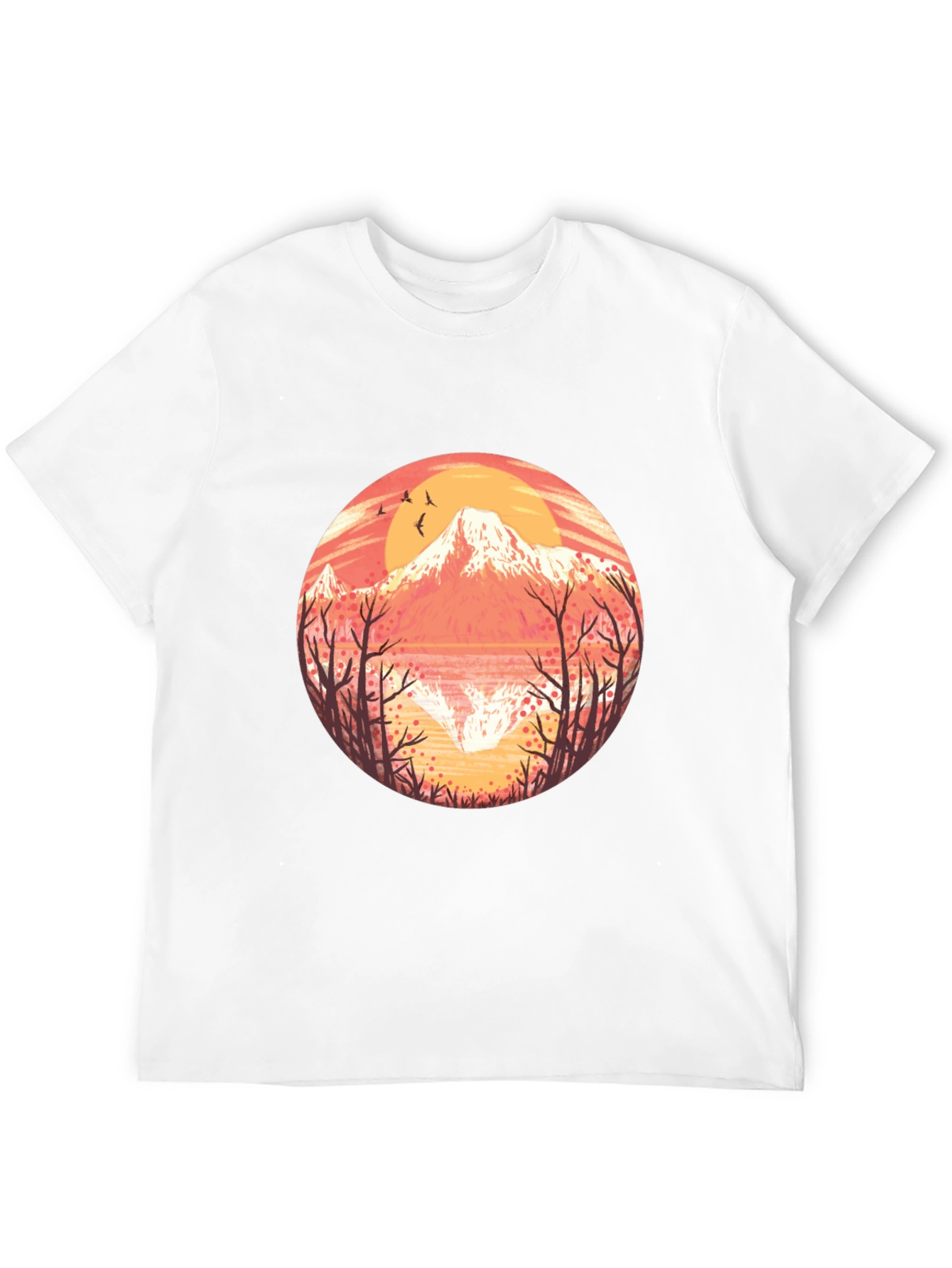 Black Mountain Sunset Graphic Tee - Black Cotton T-Shirt view 12