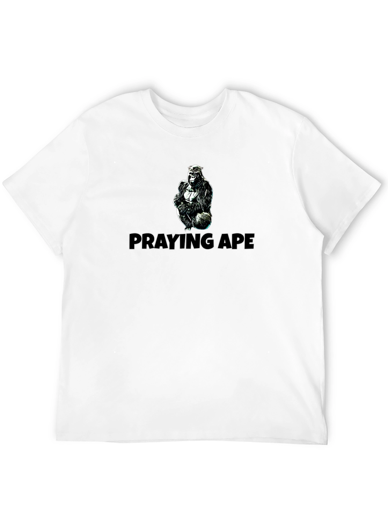 Black Praying Ape Graphic Tee - Black Cotton Blend view 12