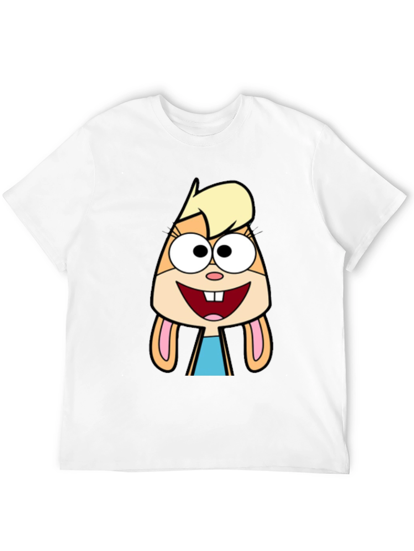Black Cartoon Rabbit Graphic Tee - Unisex Black T-Shirt view 12