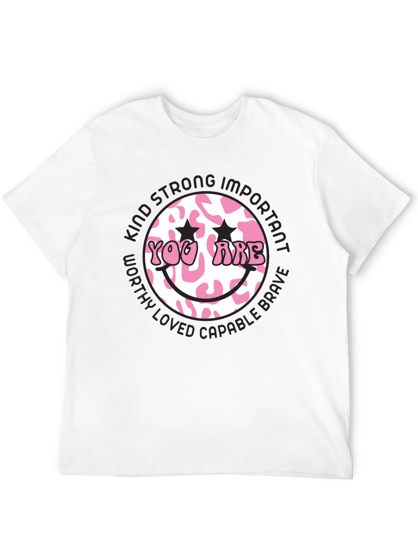 Black Kind Strong Leopard Print Smiley T-Shirt view 12