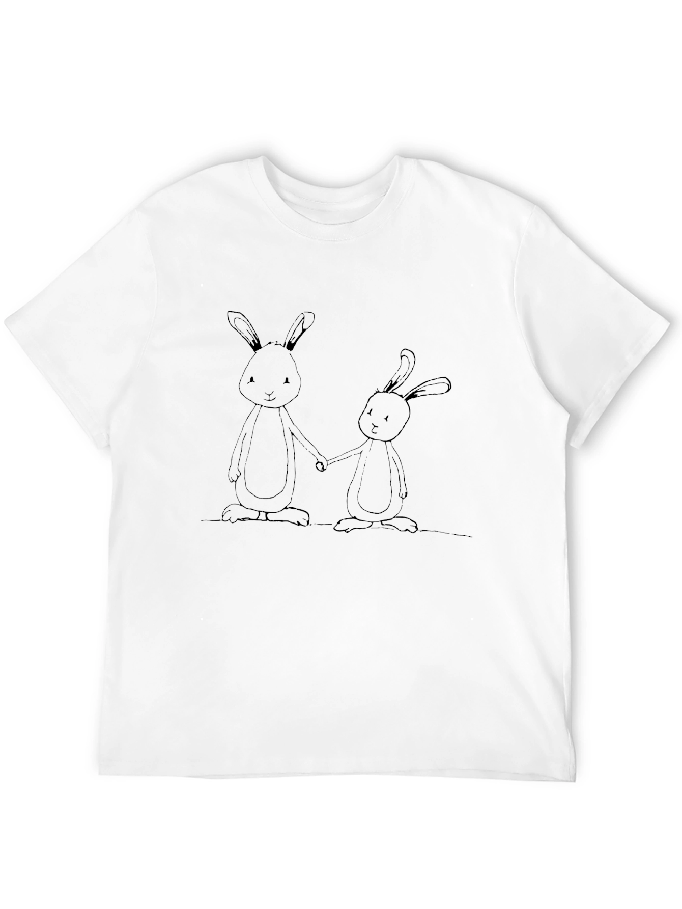 Black Cute Bunny Graphic Tee - Black Unisex T-Shirt view 12