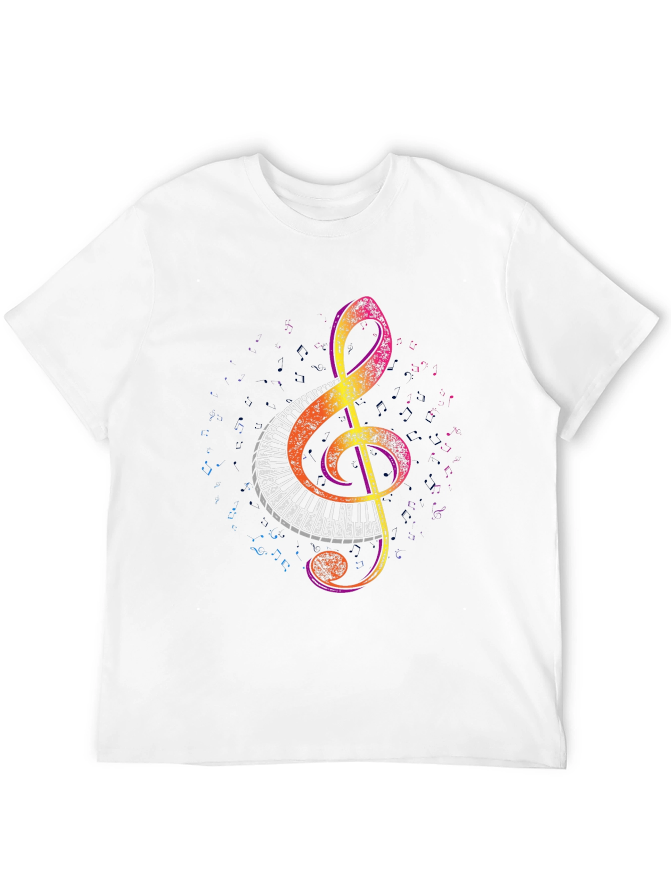 Black Musical Treble Clef Piano Keys Graphic Tee view 12