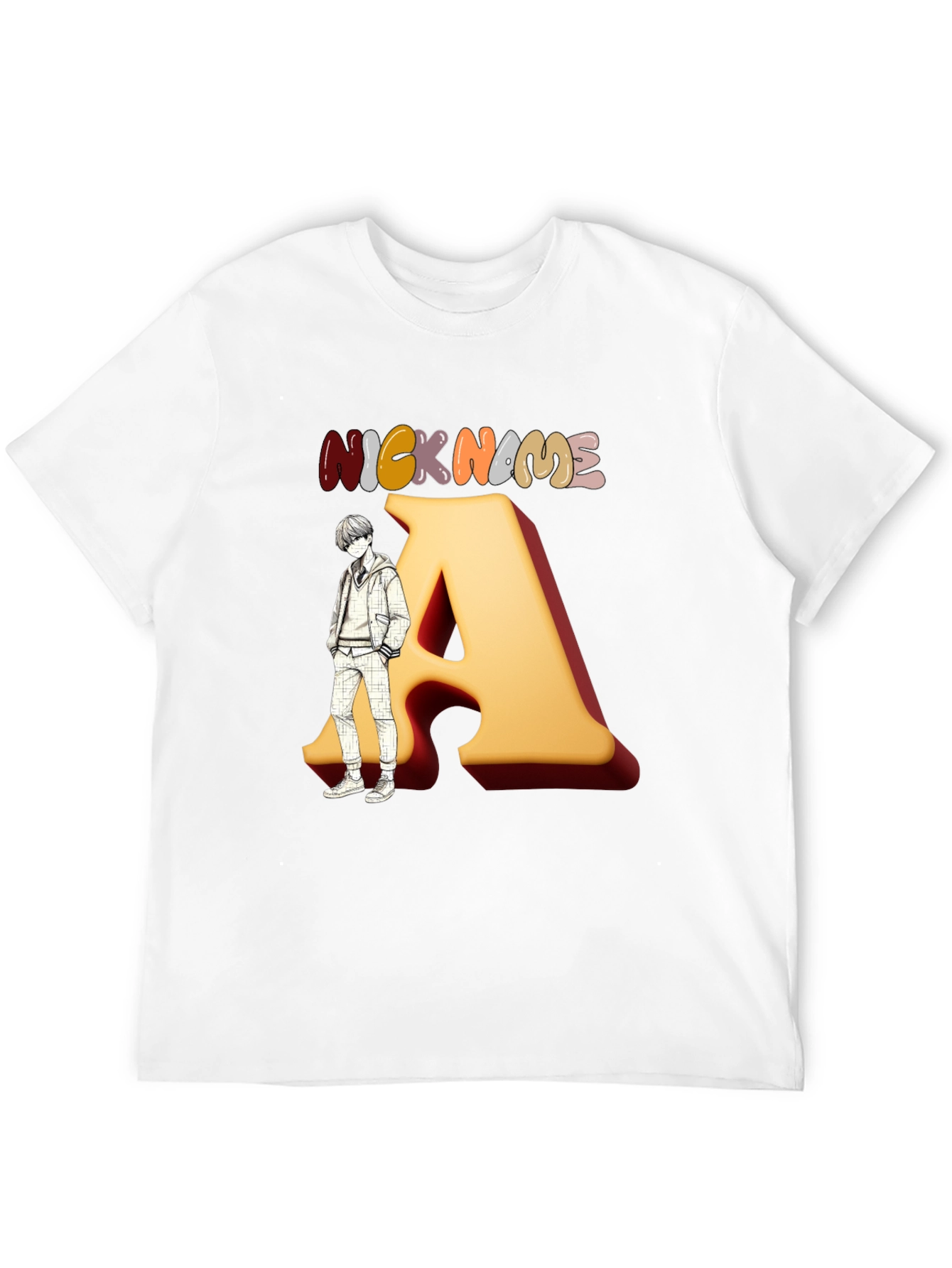 Black Nickname "A" Graphic Black T-Shirt view 12