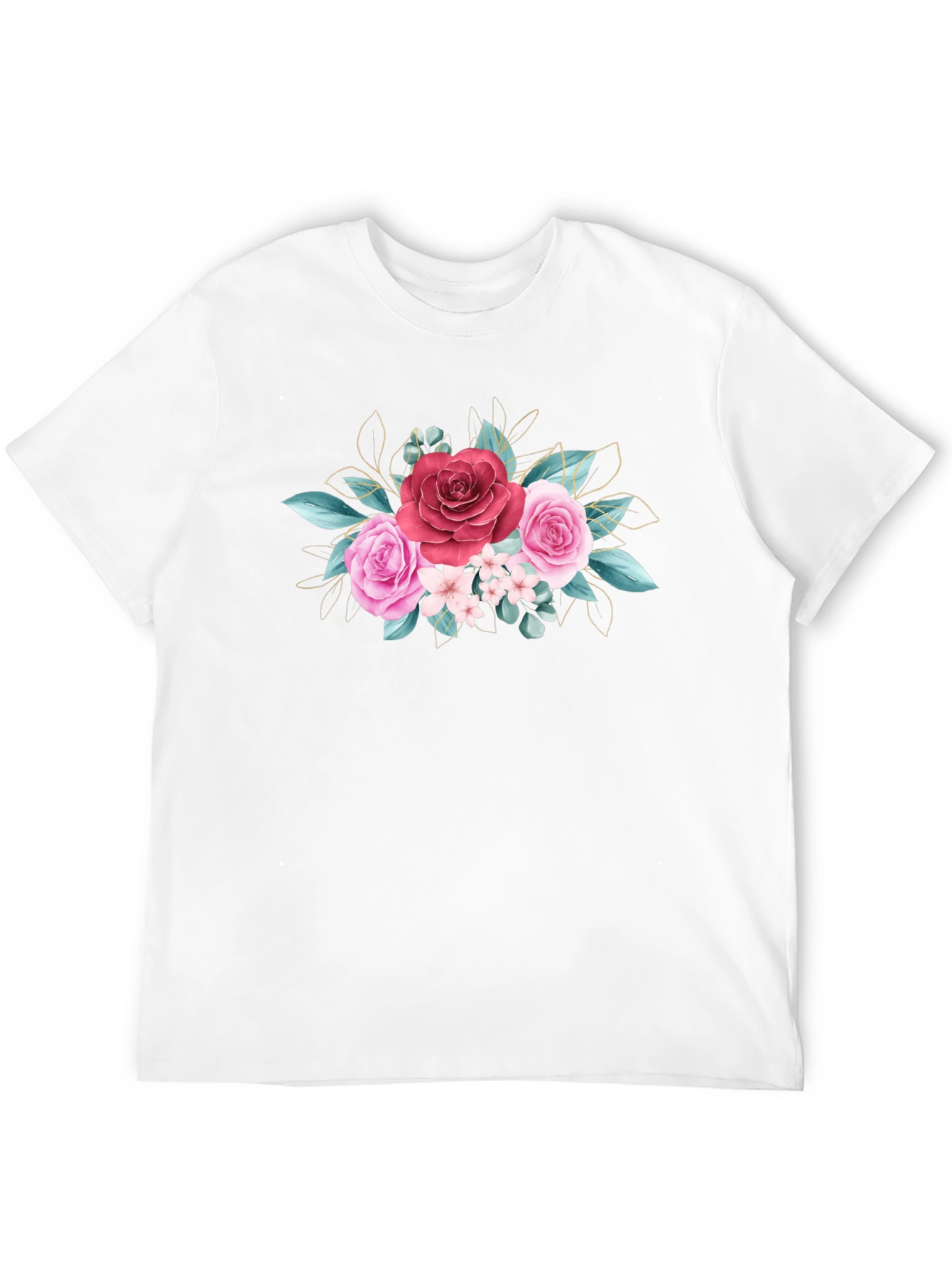 Black Floral Rose Graphic Tee - Stylish Black T-Shirt view 12