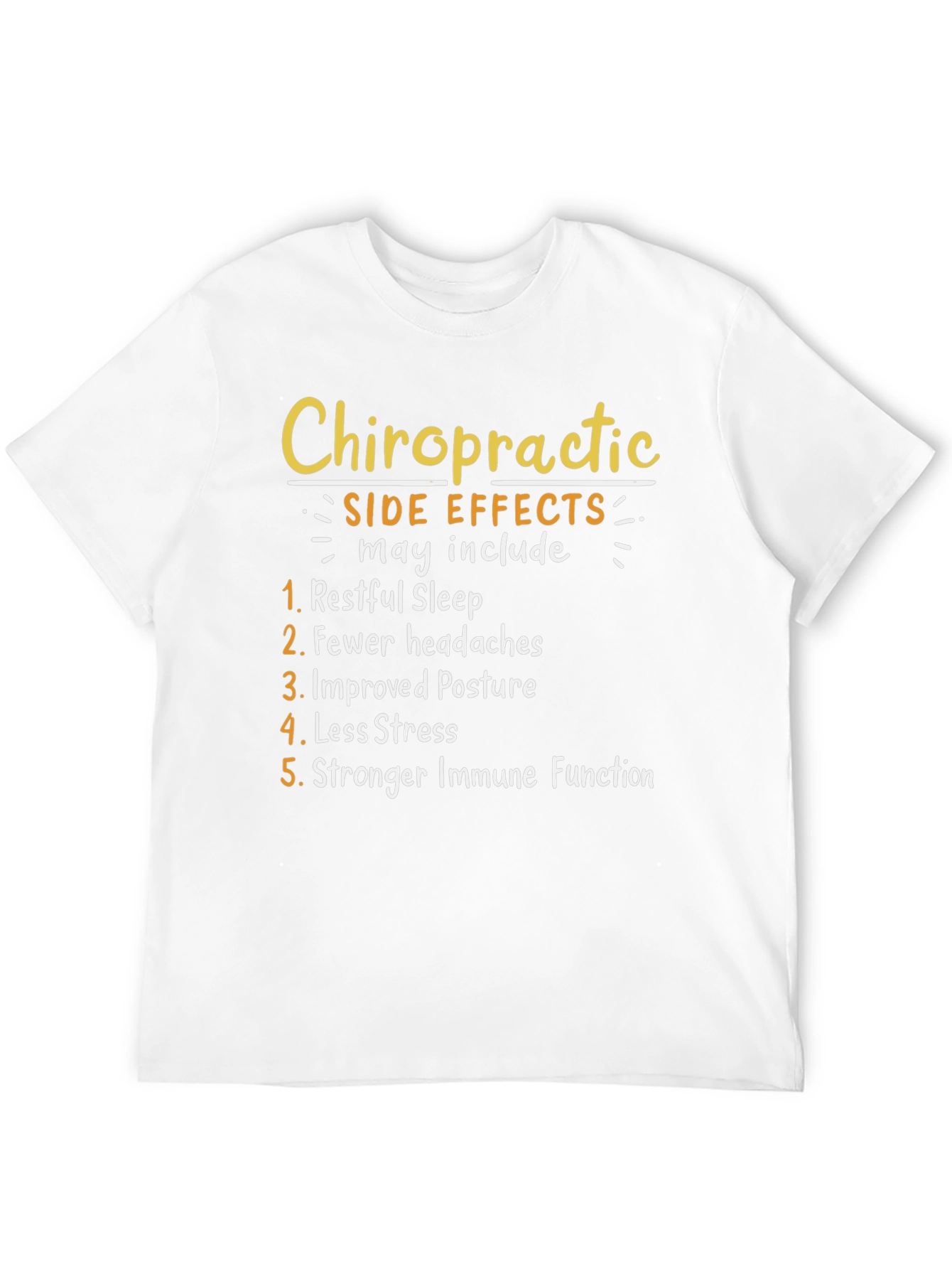 Black Chiropractic Side Effects T-Shirt: Restful Sleep, Less Stress view 12
