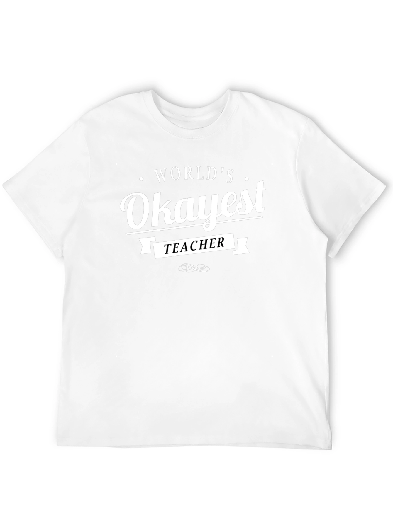 Black World's Okayest Teacher Black T-Shirt view 12