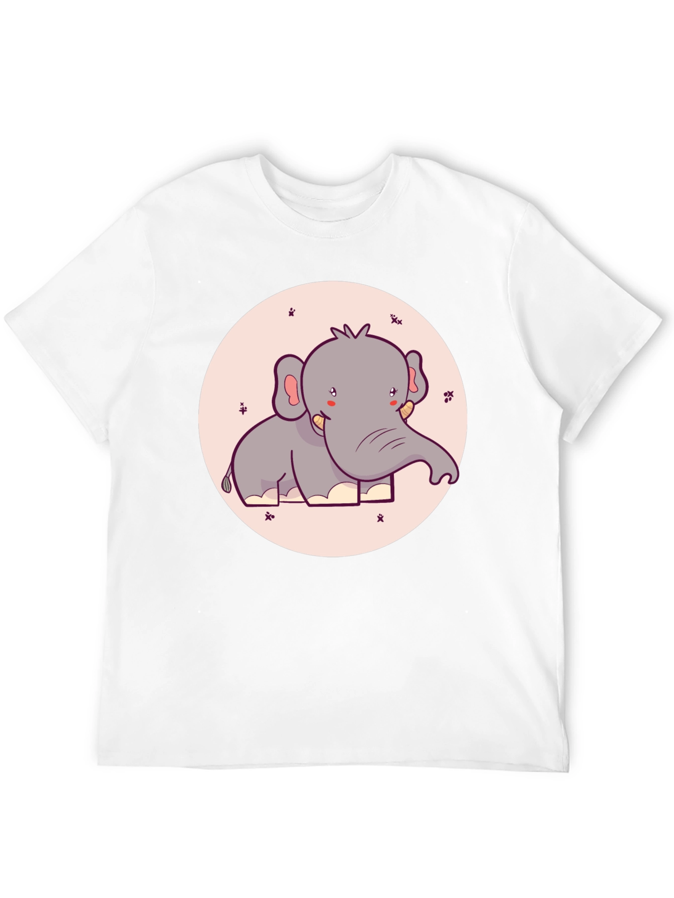 Black Cute Elephant Graphic Tee - Black Cotton T-Shirt view 12