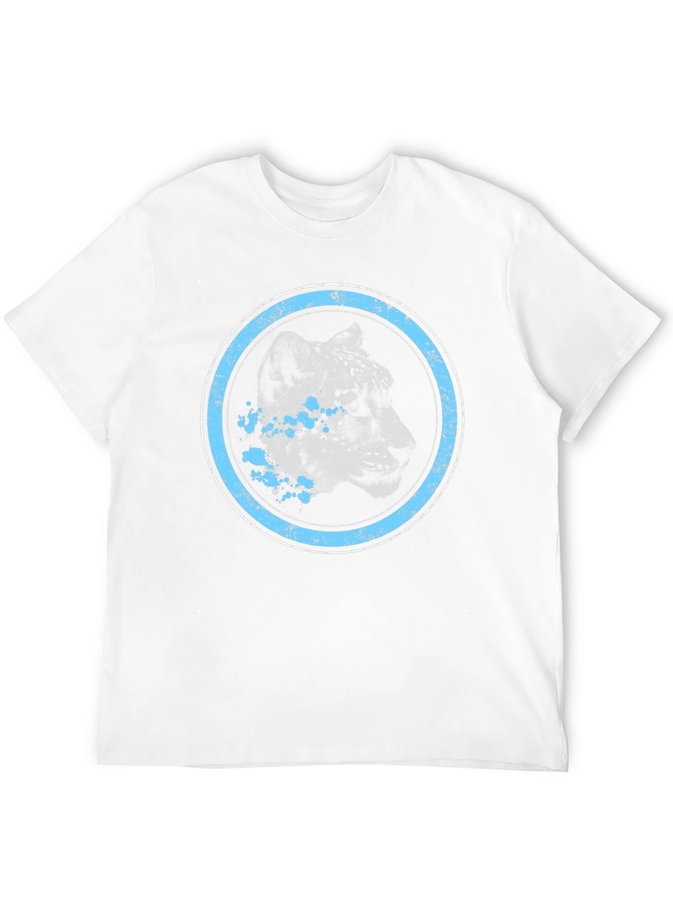 Black Leopard Graphic Tee - Distressed Blue Circle Design view 12