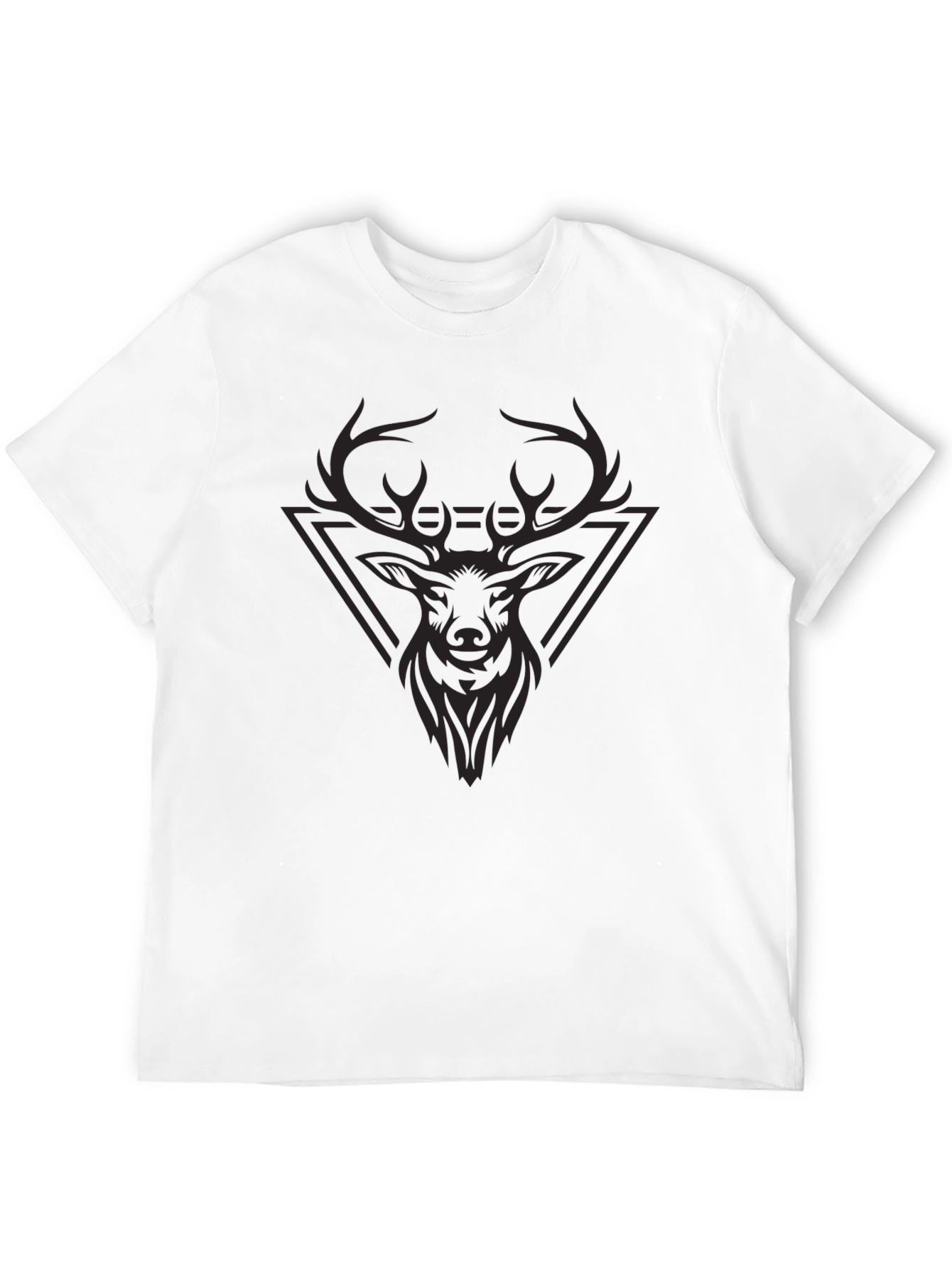Black Men's Black T-Shirt with Stag Head Graphic view 12
