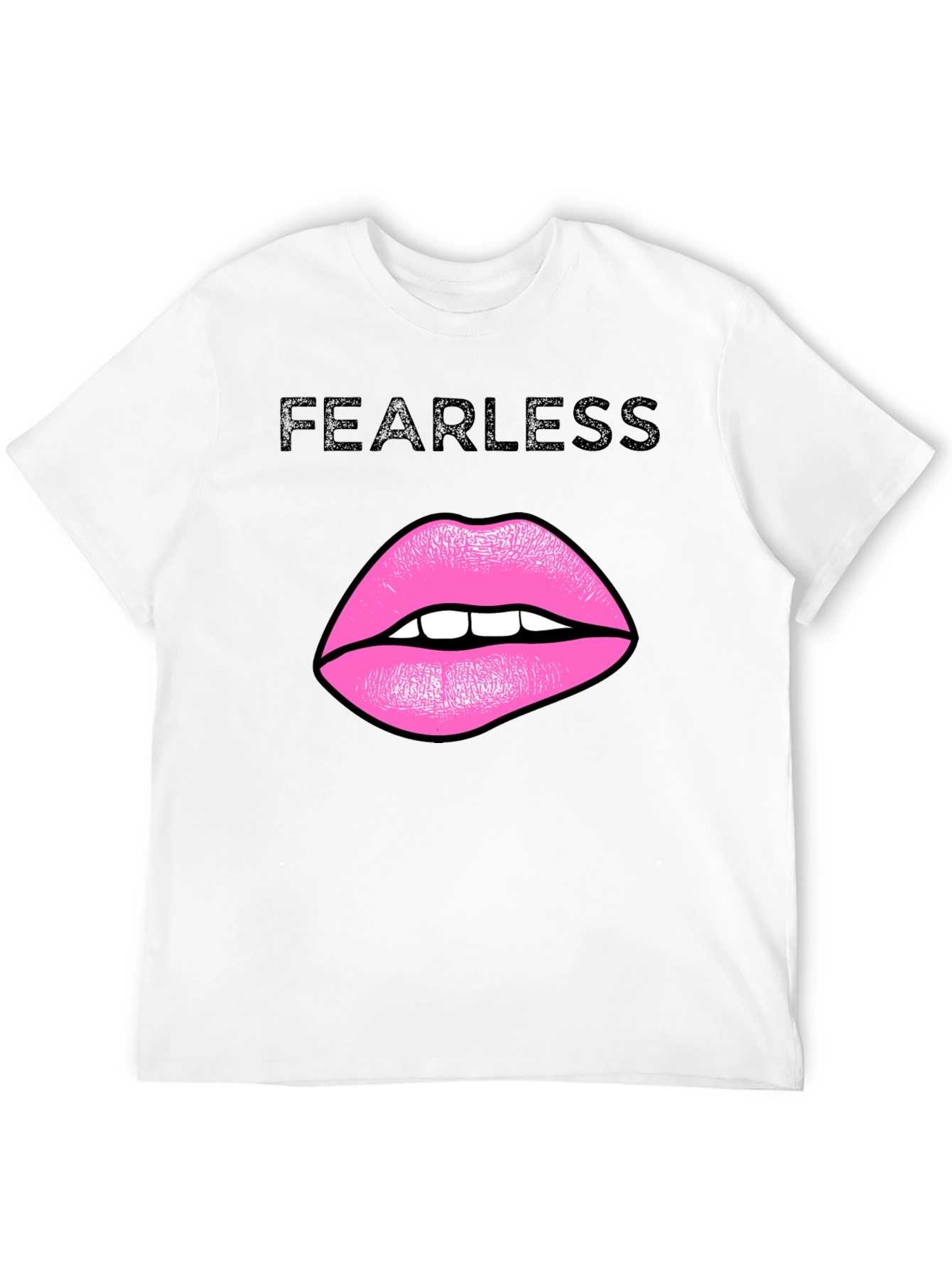 Black Fearless Lips Graphic Black T-Shirt view 12