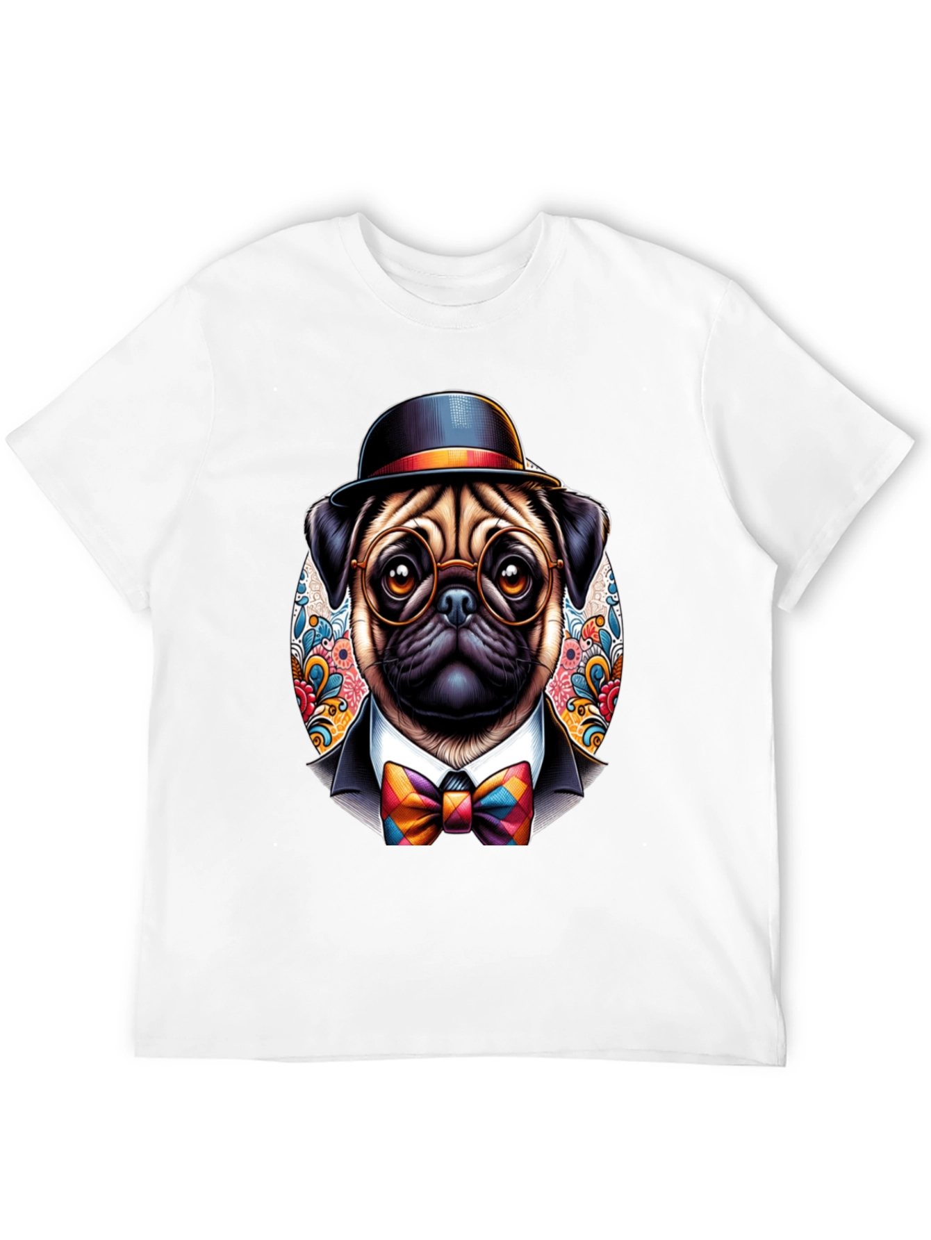 Black Dapper Pug T-Shirt - Stylish Dog Graphic Tee view 12