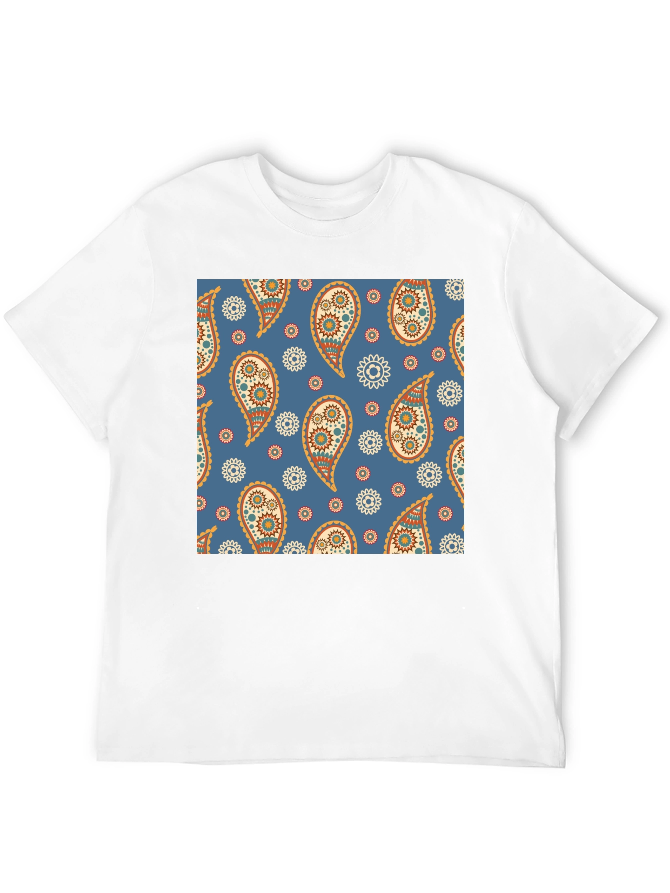 Black Paisley Pattern Black T-Shirt view 12